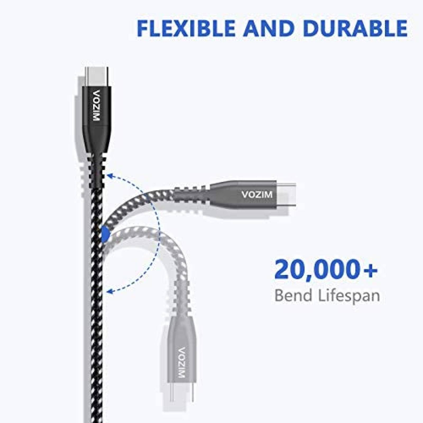 Cable USB C Vozim paquete de 5 USB A a USB C -Negro