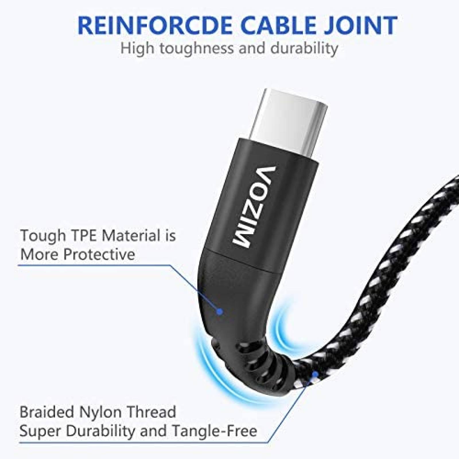 Cable USB C Vozim paquete de 5 USB A a USB C -Negro