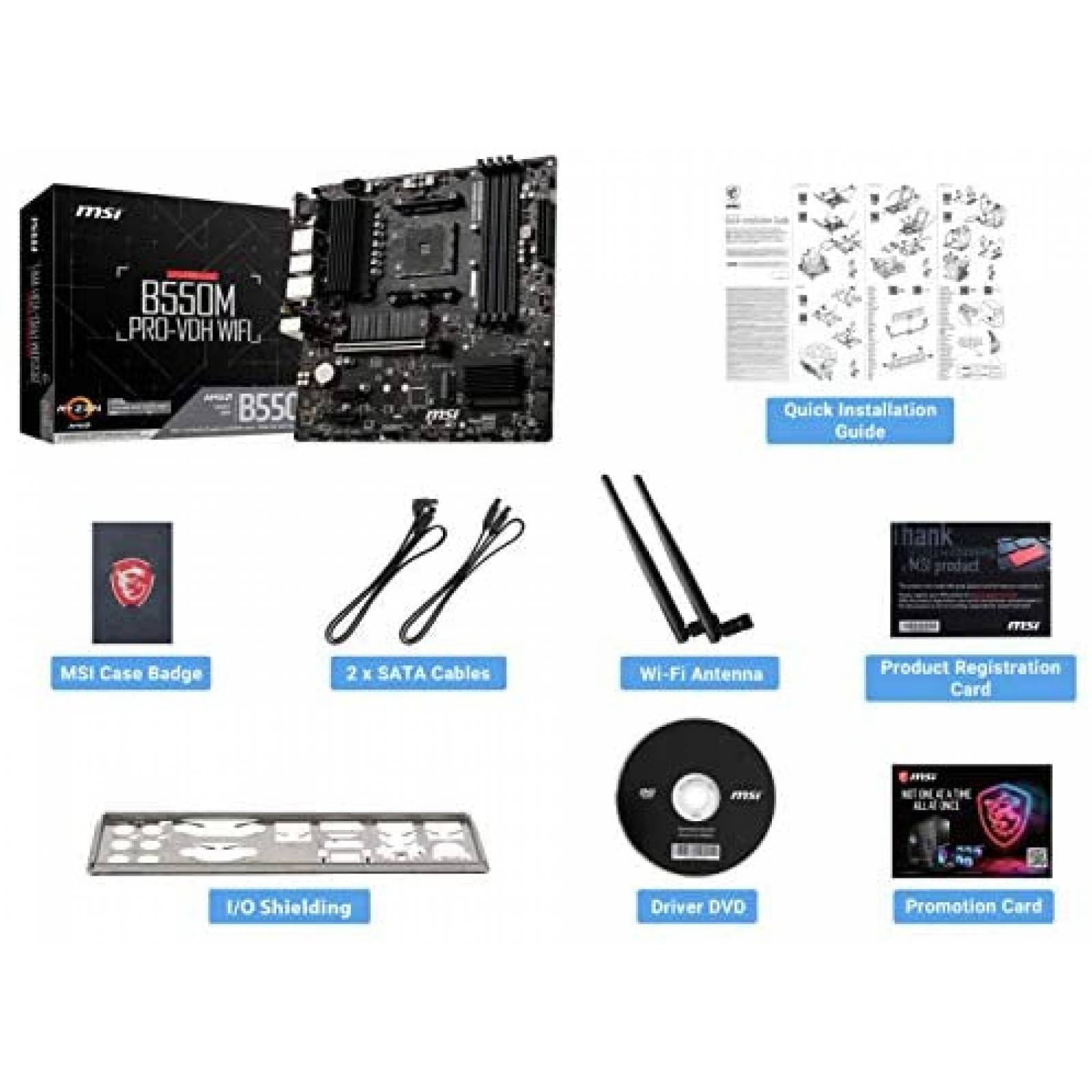 Motherboard MSI B550M PRO VDH WiFi ProSeries -Negro