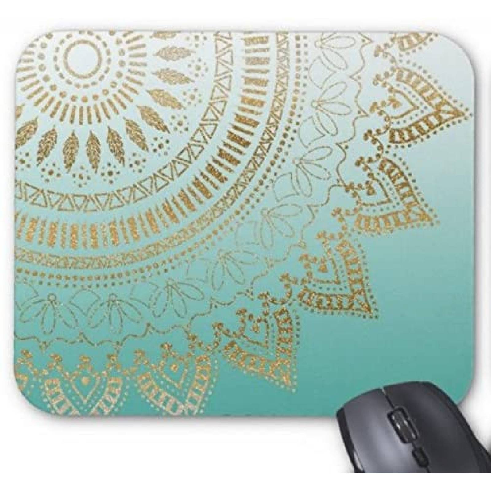 Mouse Pad Perfecone de 22x18cm Mandala -Celeste/Dorado