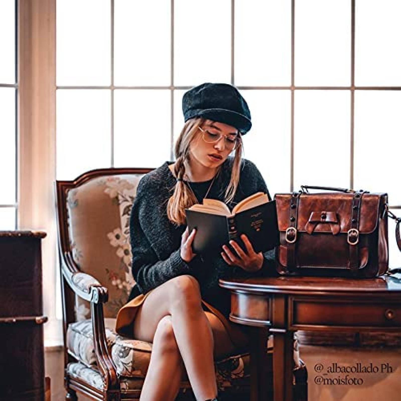 Maletin Vintage ECOSUSI de 12.6''x9.4'' para Mujer -Cafe