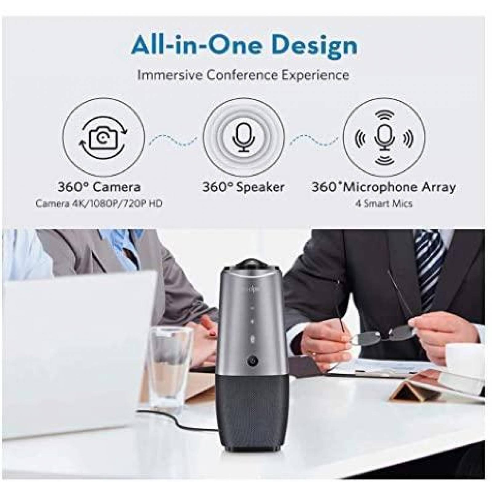 Camara Web COOLPO 4K 1080P USB con Bocina y Microfono -Negro