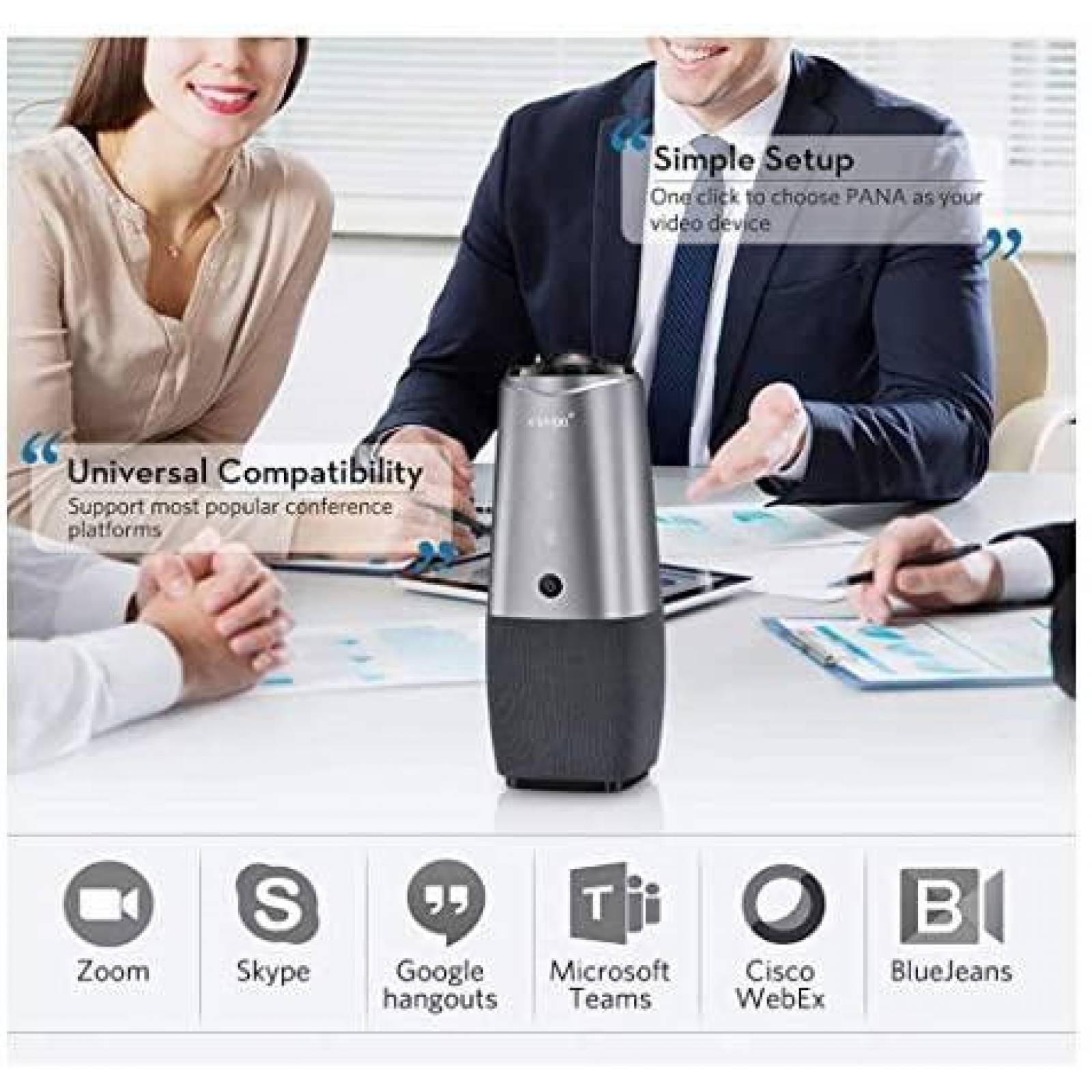 Camara Web COOLPO 4K 1080P USB con Bocina y Microfono -Negro