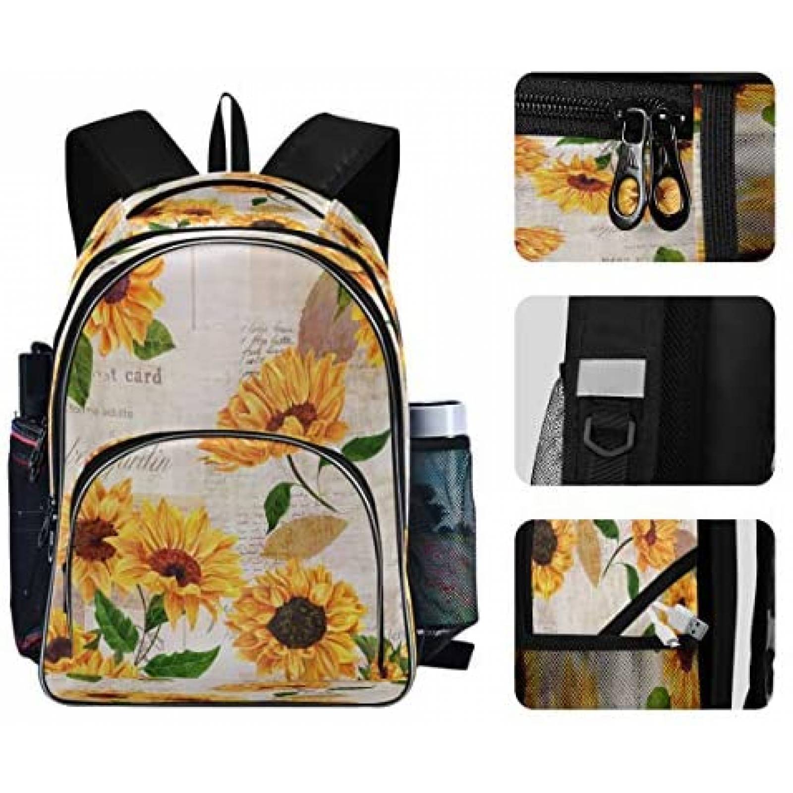 Mochila Vdsrup Dibujo Girasoles Varios Compartimentos -Beige
