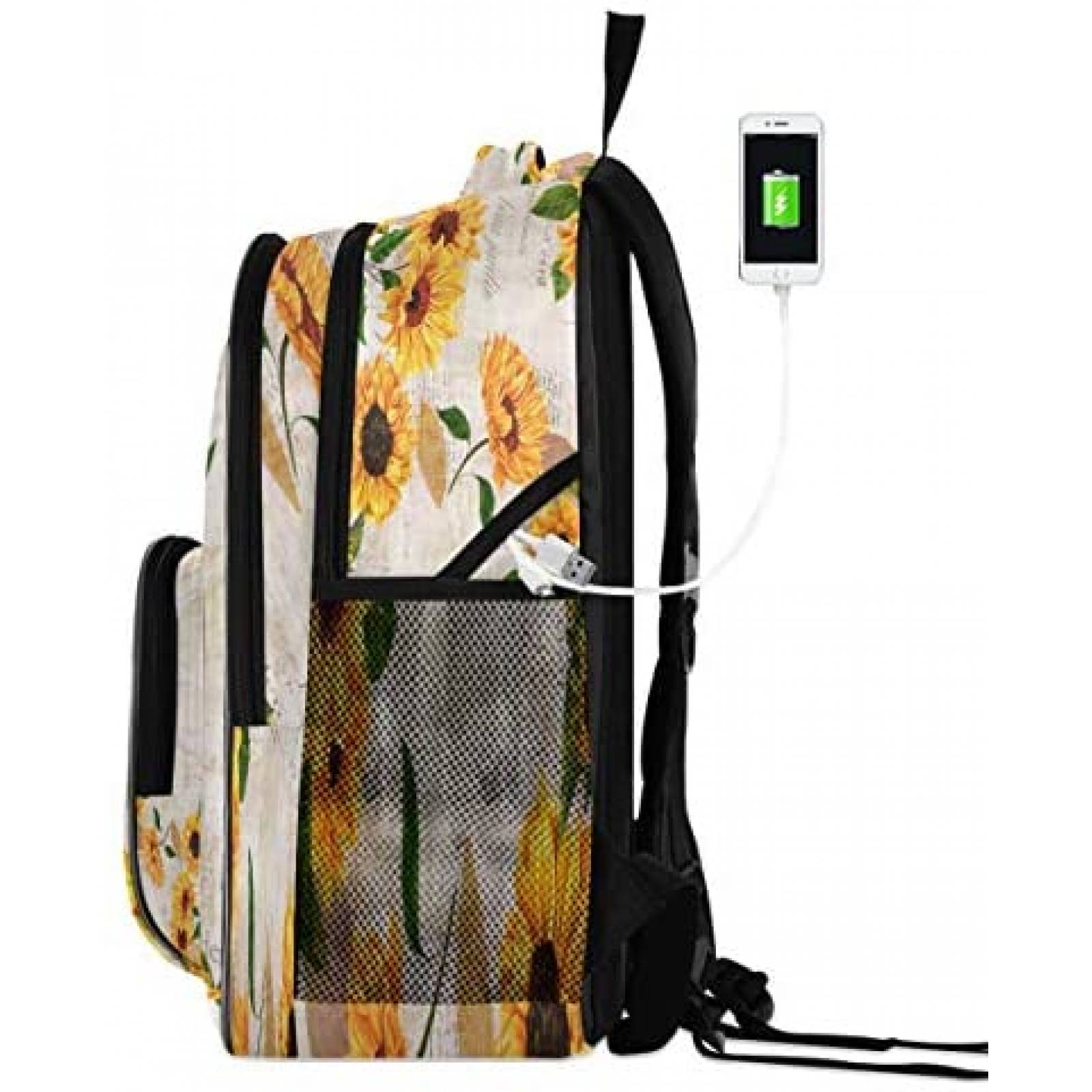 Mochila Vdsrup Dibujo Girasoles Varios Compartimentos -Beige