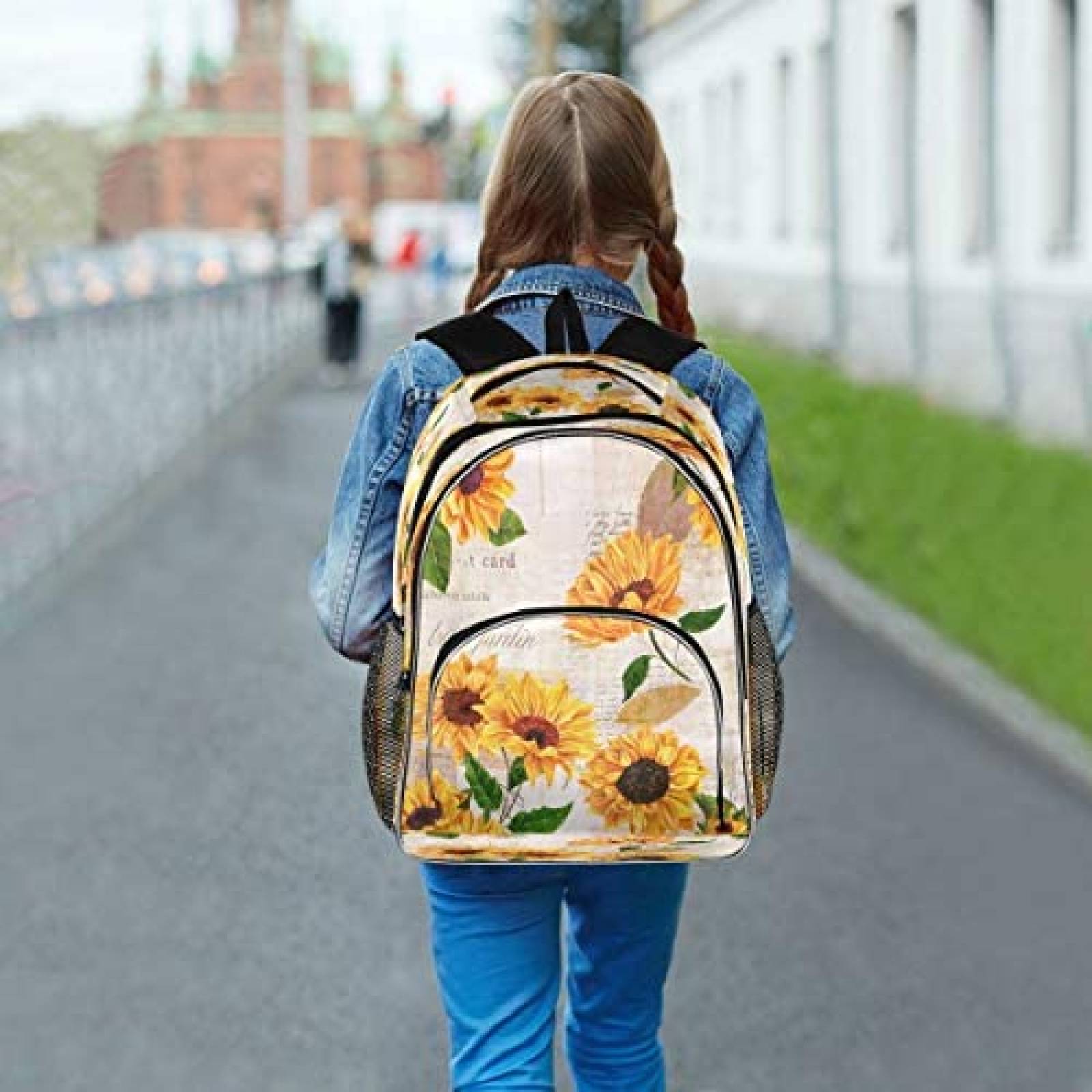 Mochila Vdsrup Dibujo Girasoles Varios Compartimentos -Beige