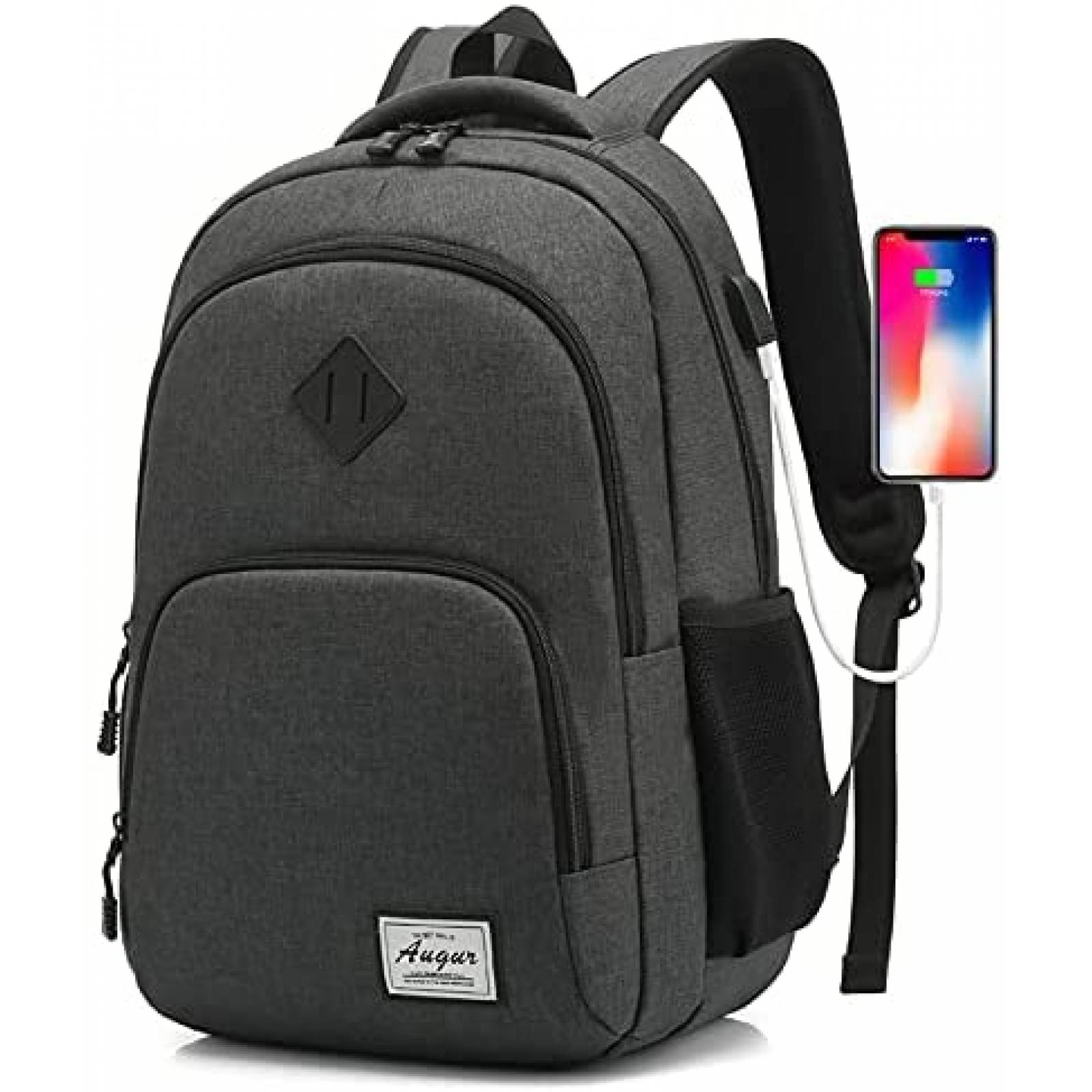 Mochila laptop AUGUR 966N-BLACK Impremeable Trasera -Negro