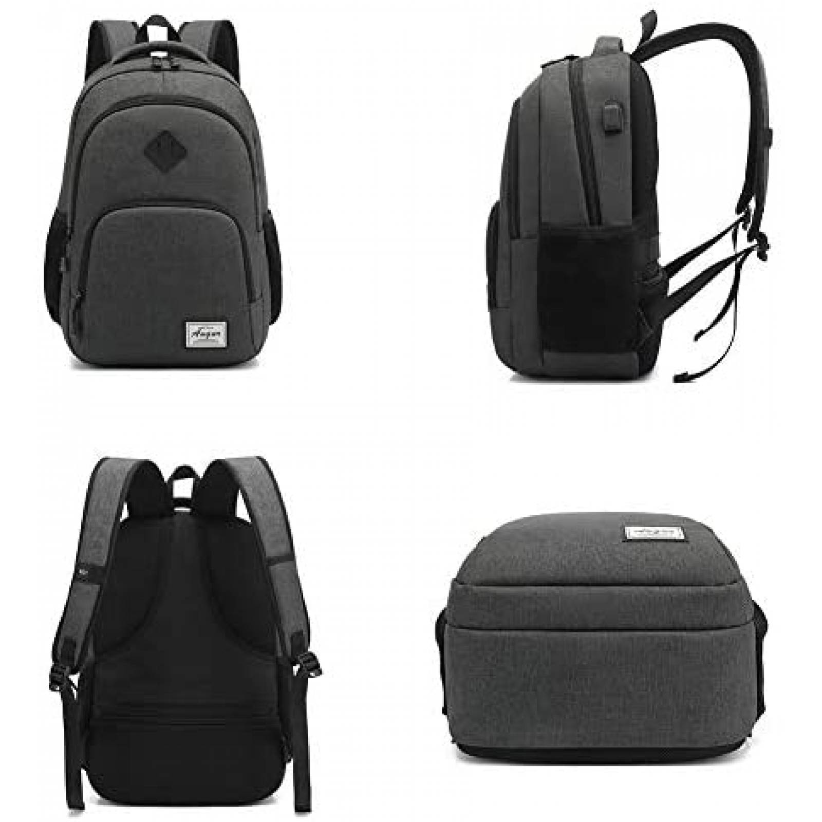 Mochila laptop AUGUR 966N-BLACK Impremeable Trasera -Negro