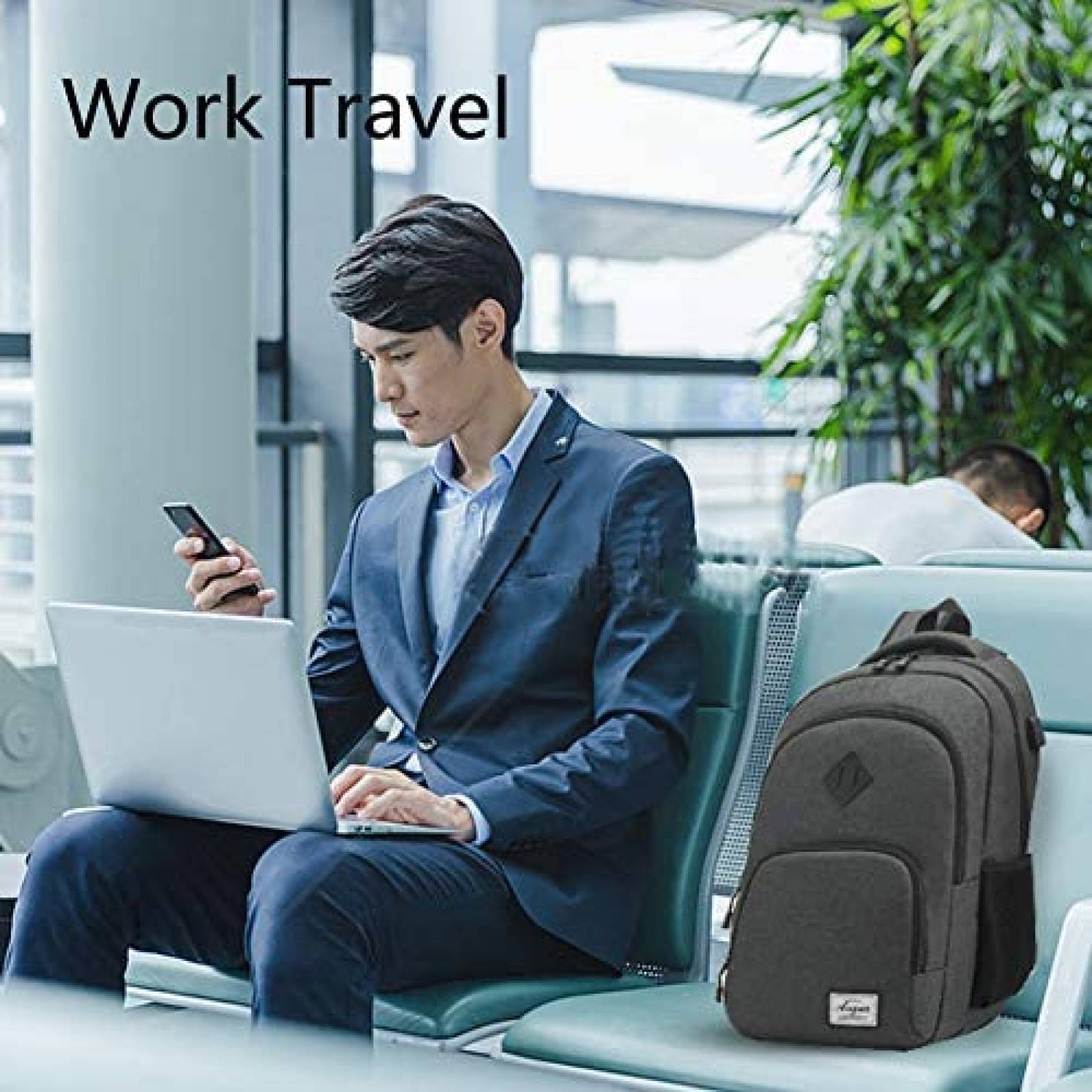 Mochila laptop AUGUR 966N-BLACK Impremeable Trasera -Negro