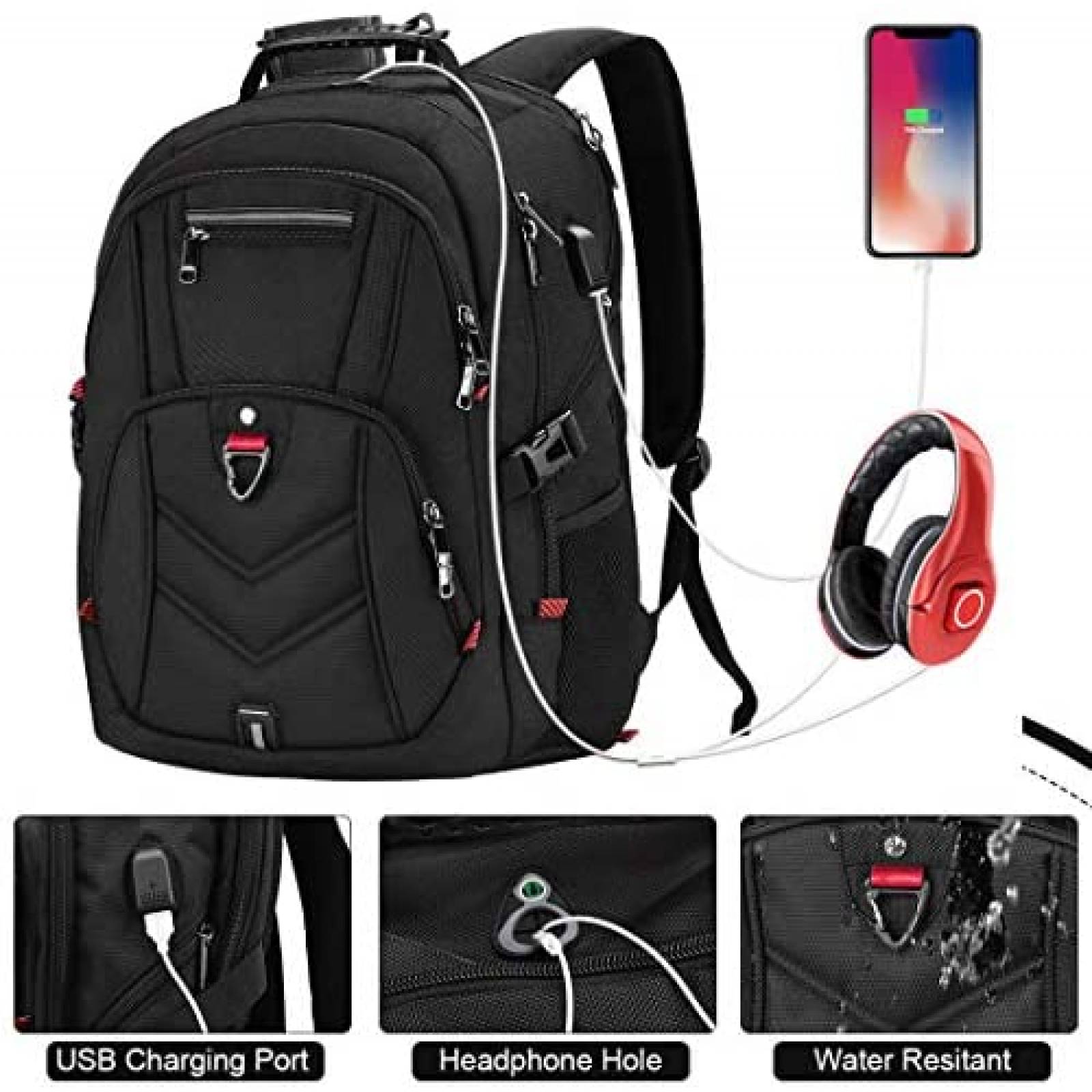 Mochila Laptop NEWHEY 9901 17" Trasera Impermeable -Negro