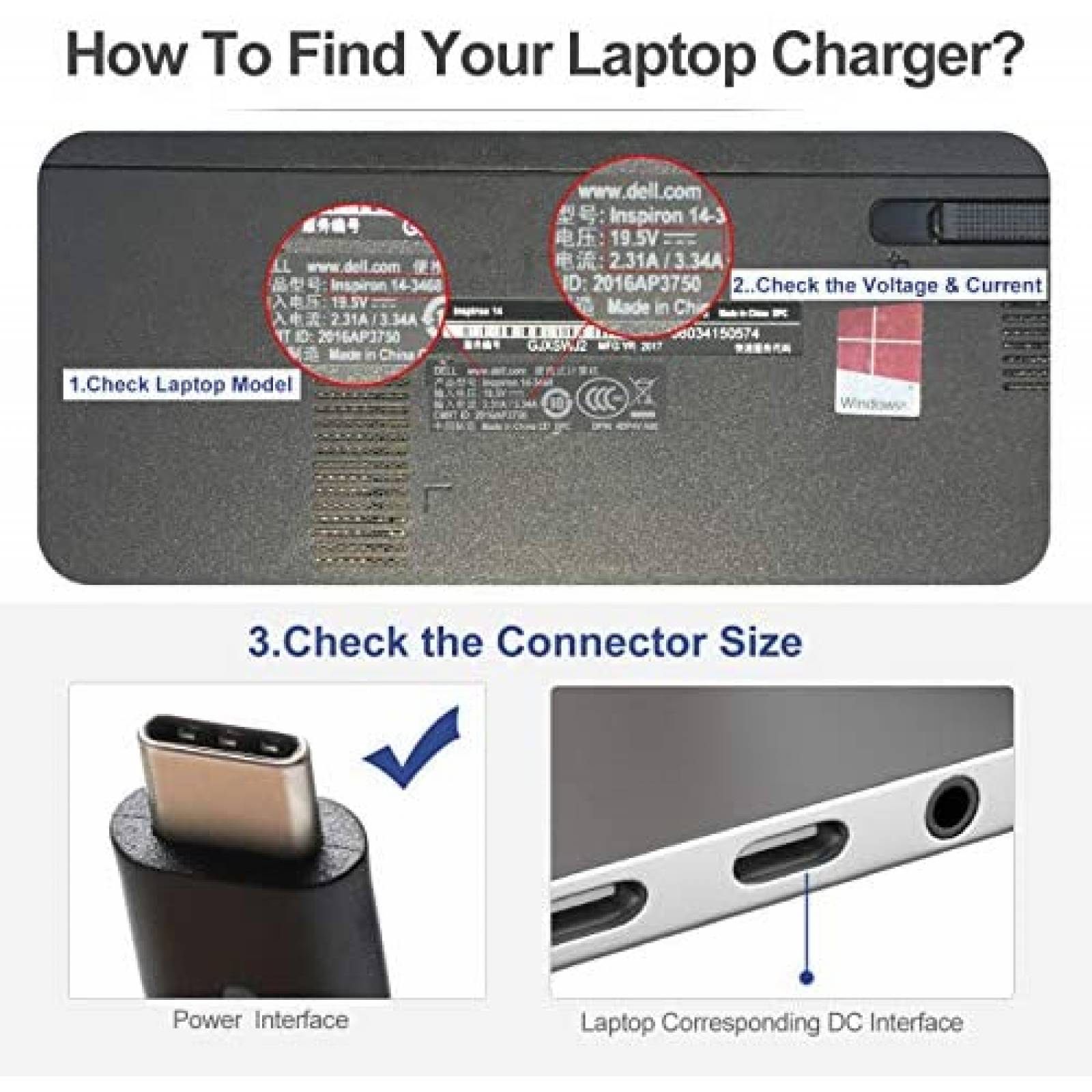 Cargador para Laptop Goviola Dell Latitude 11 USB C 90W 65W