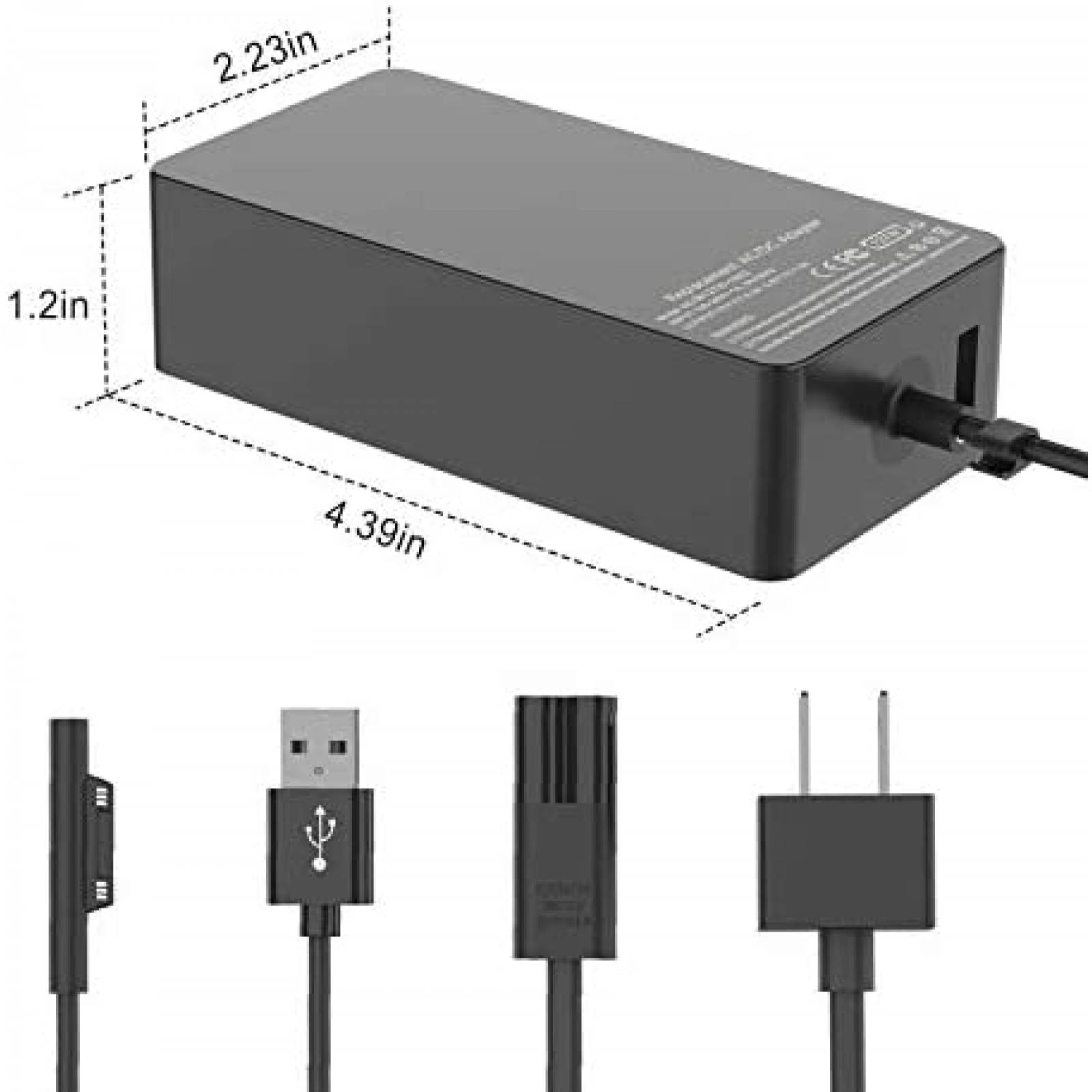 Cargador Universal Mackertop para Surface Pro de 127W -Negro