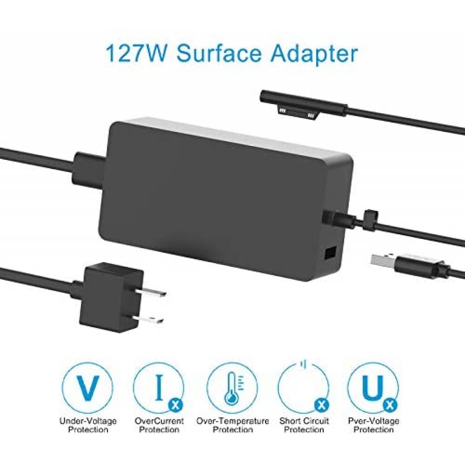 Cargador Universal Mackertop para Surface Pro de 127W -Negro