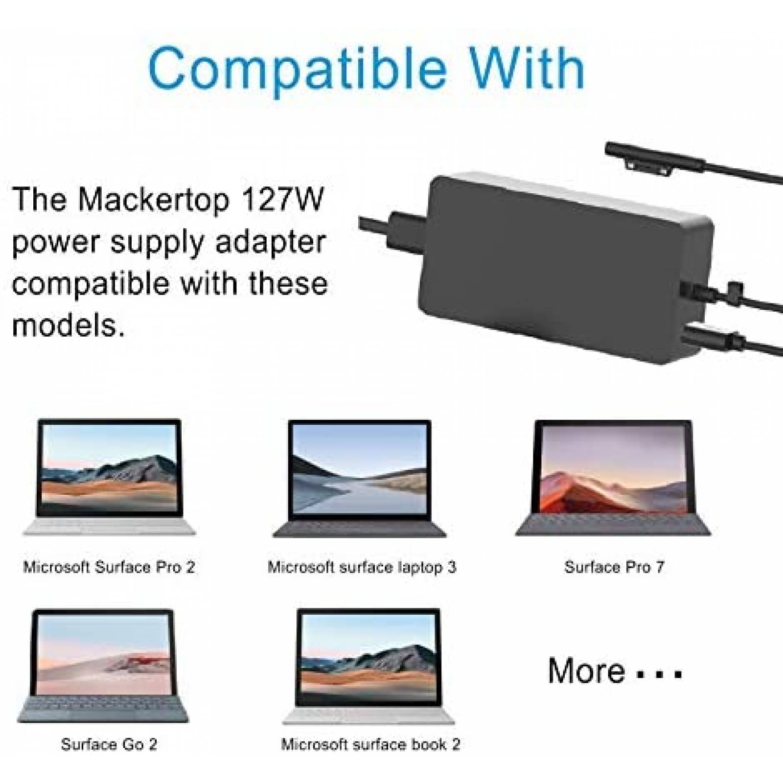 Cargador Universal Mackertop para Surface Pro de 127W -Negro