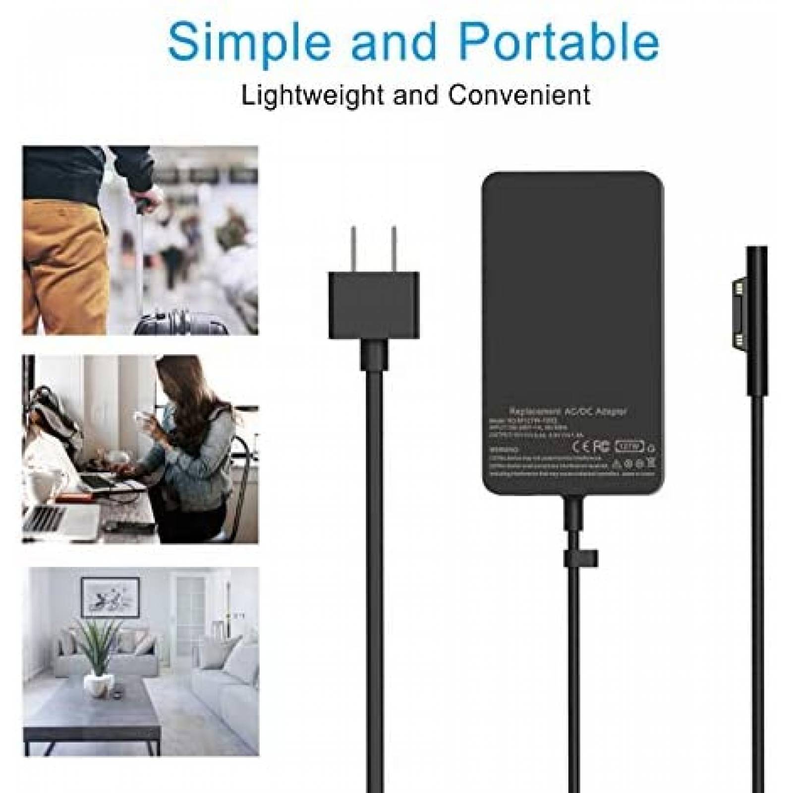 Cargador Universal Mackertop para Surface Pro de 127W -Negro