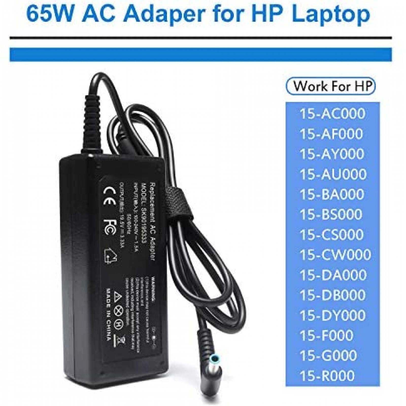 Cargador para Laptop NATNO HP 15-DA 45W 65W -Negro