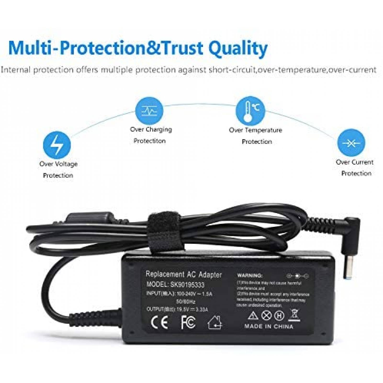 Cargador para Laptop NATNO HP 15-DA 45W 65W -Negro