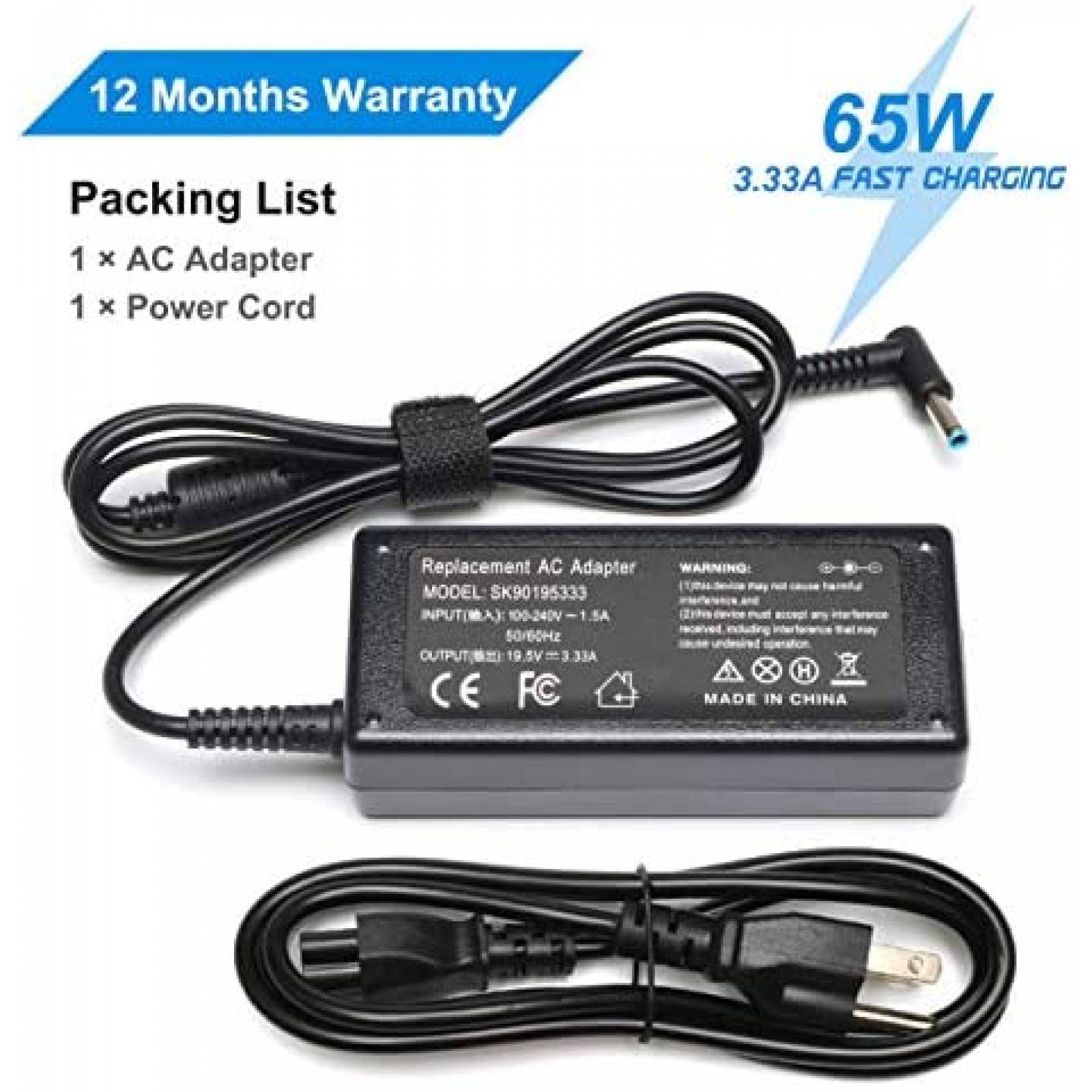 Cargador para Laptop NATNO HP 15-DA 45W 65W -Negro