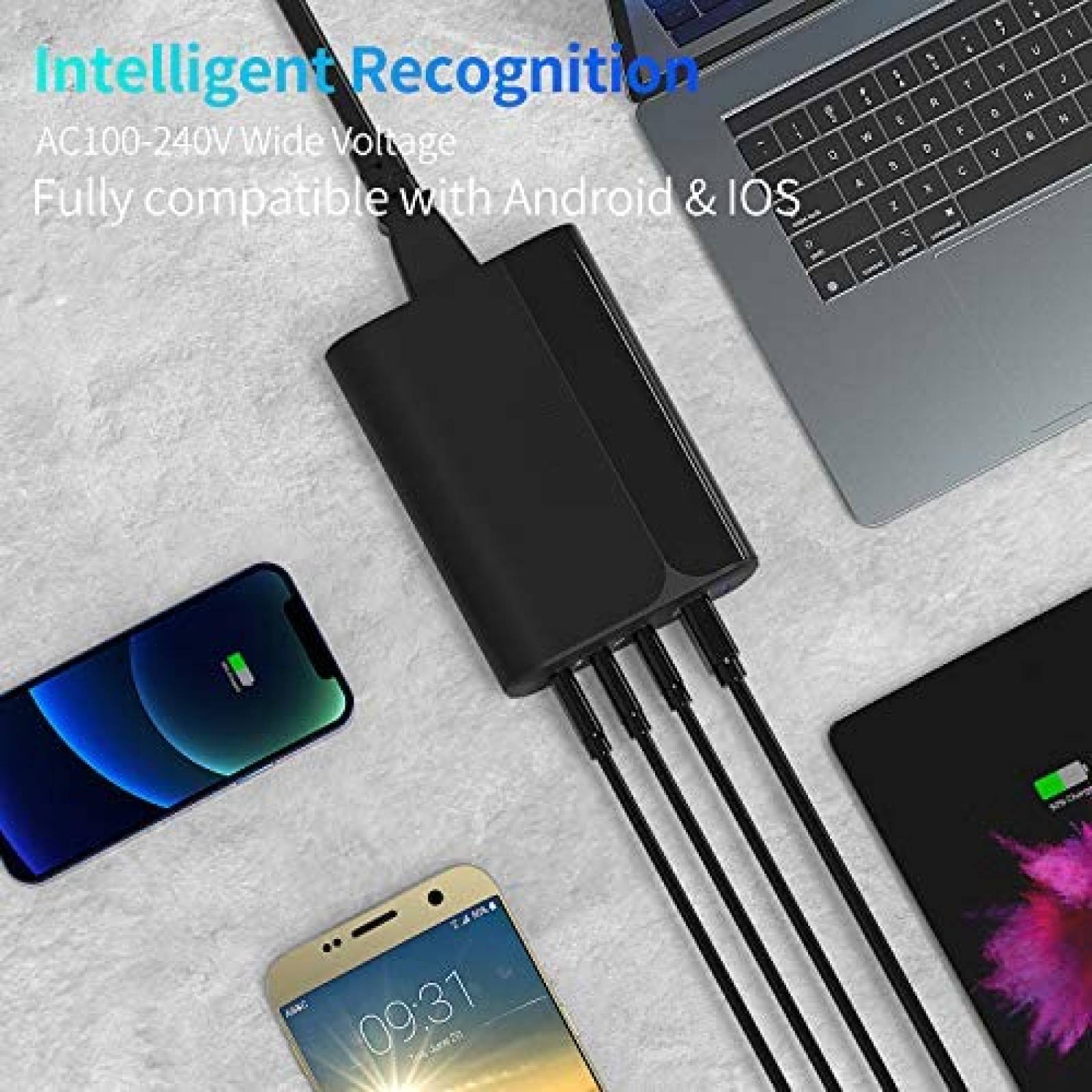Fuente de poder HUNDA A2002 USB C Carga rapida -Negro