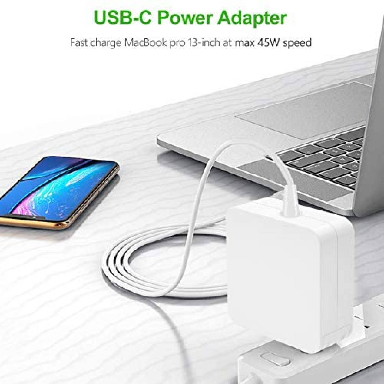 Cargador Eokoowo USB C para Chromebook Plus Pro 45W -Blanco