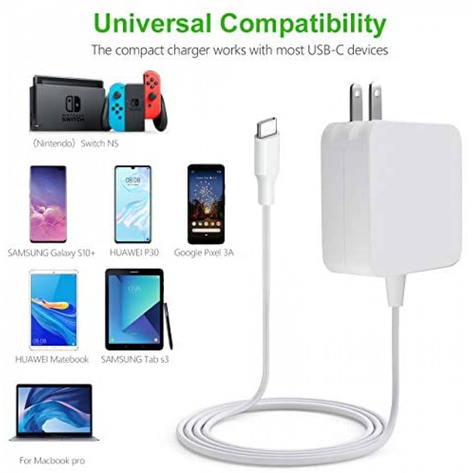 Cargador Eokoowo USB C para Chromebook Plus Pro 45W -Blanco