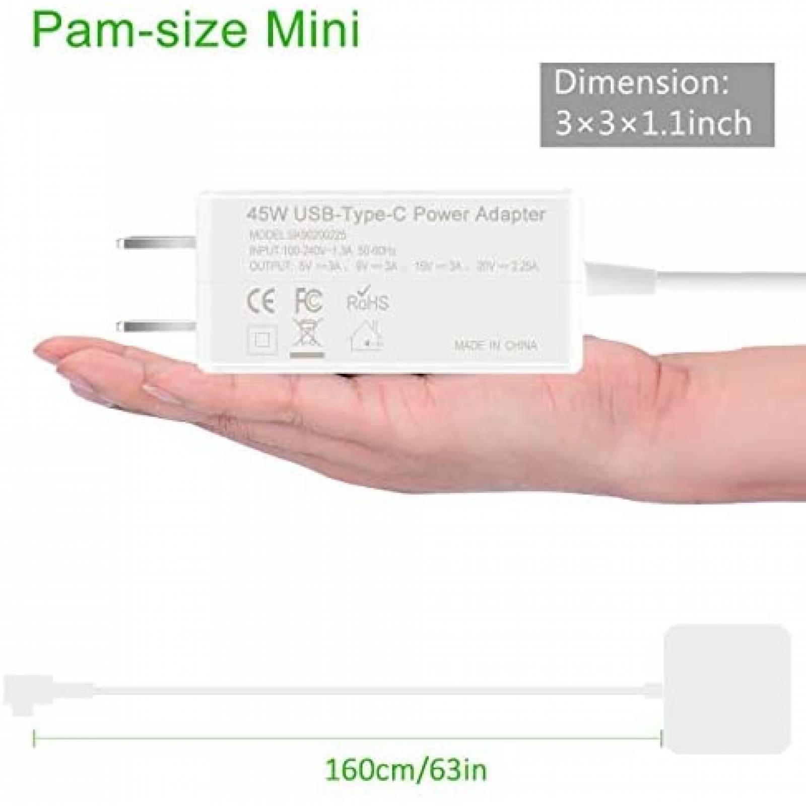 Cargador Eokoowo USB C para Chromebook Plus Pro 45W -Blanco