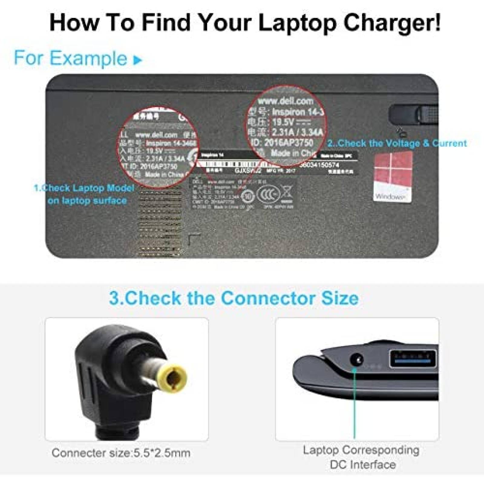 Cargador Generico 19V 4,74 A 90W 100-240V 50/60 Hz -Negro