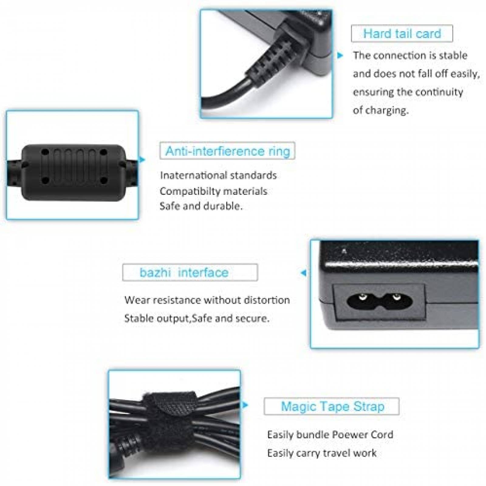 Cargador Generico 19V 4,74 A 90W 100-240V 50/60 Hz -Negro