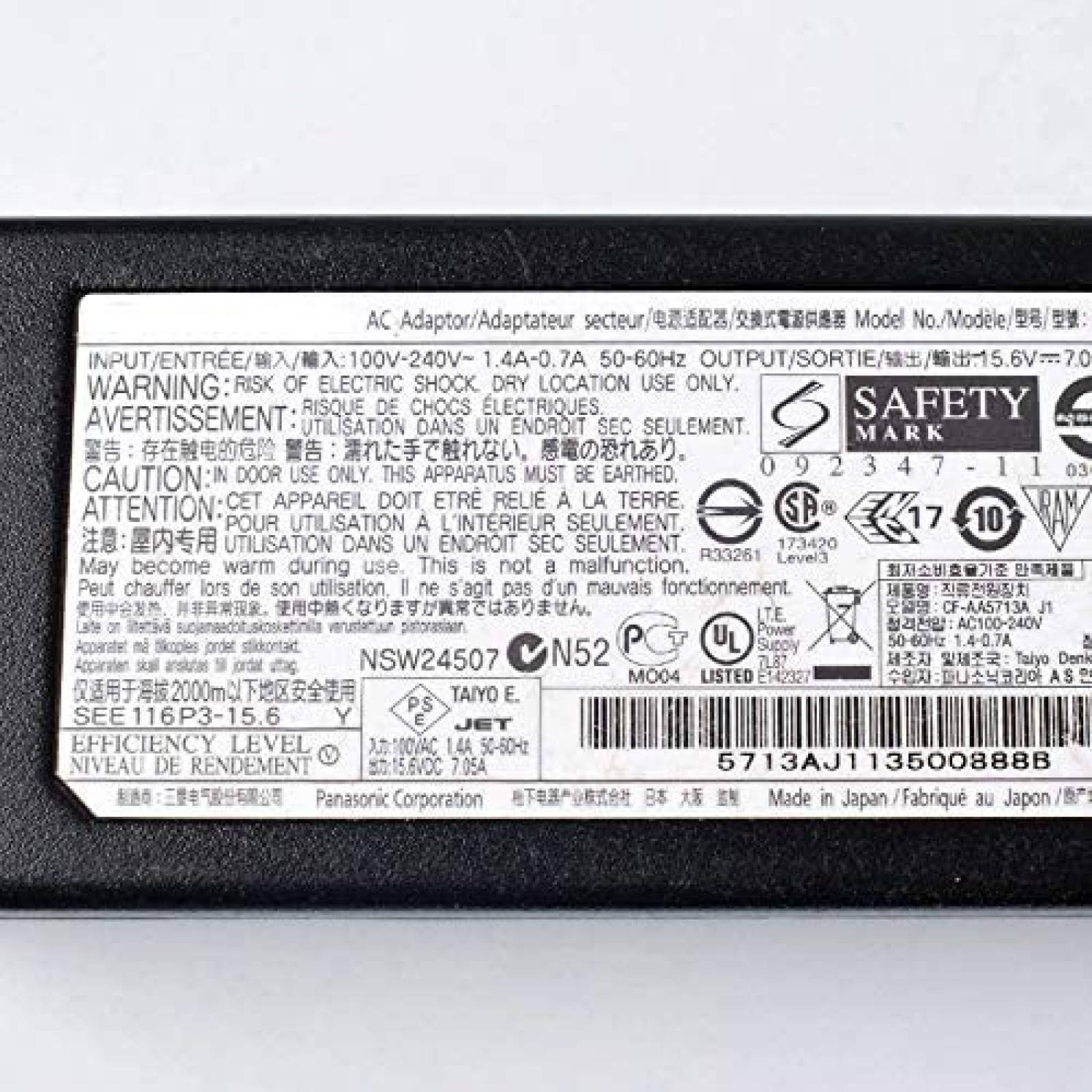 Cargador Generico AC100-240V 15.6V 7.05A 110W -Negro