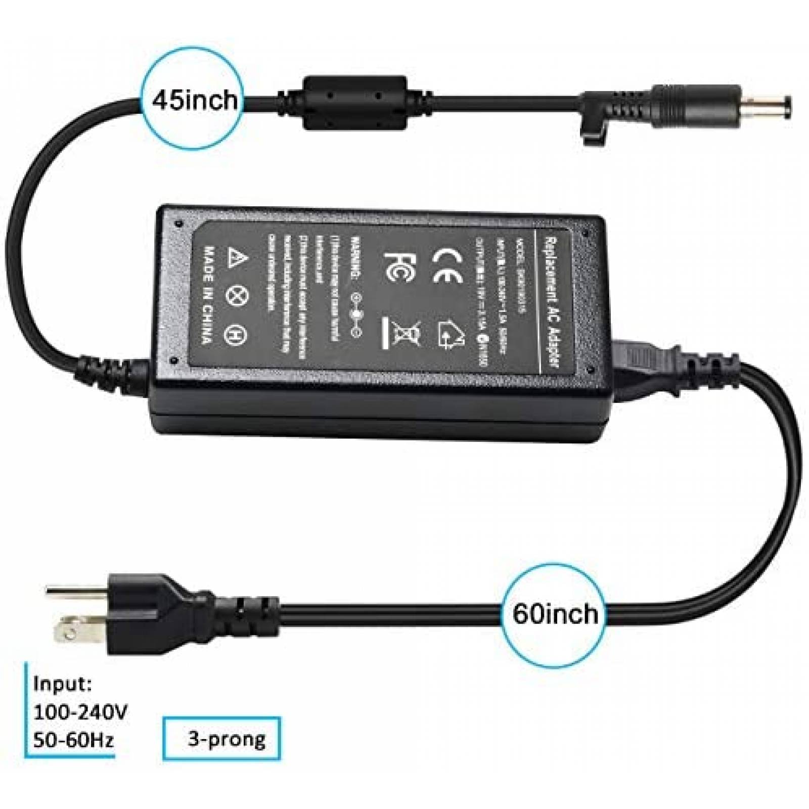 Cargador Laptop KAQIAR SK90190315 60W AC 240V -Negro