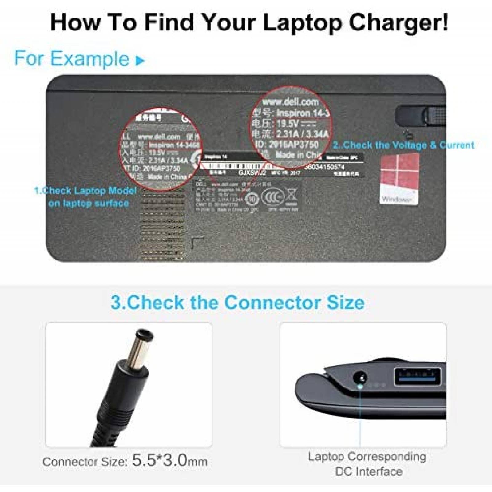 Cargador Laptop KAQIAR SK90190315 60W AC 240V -Negro