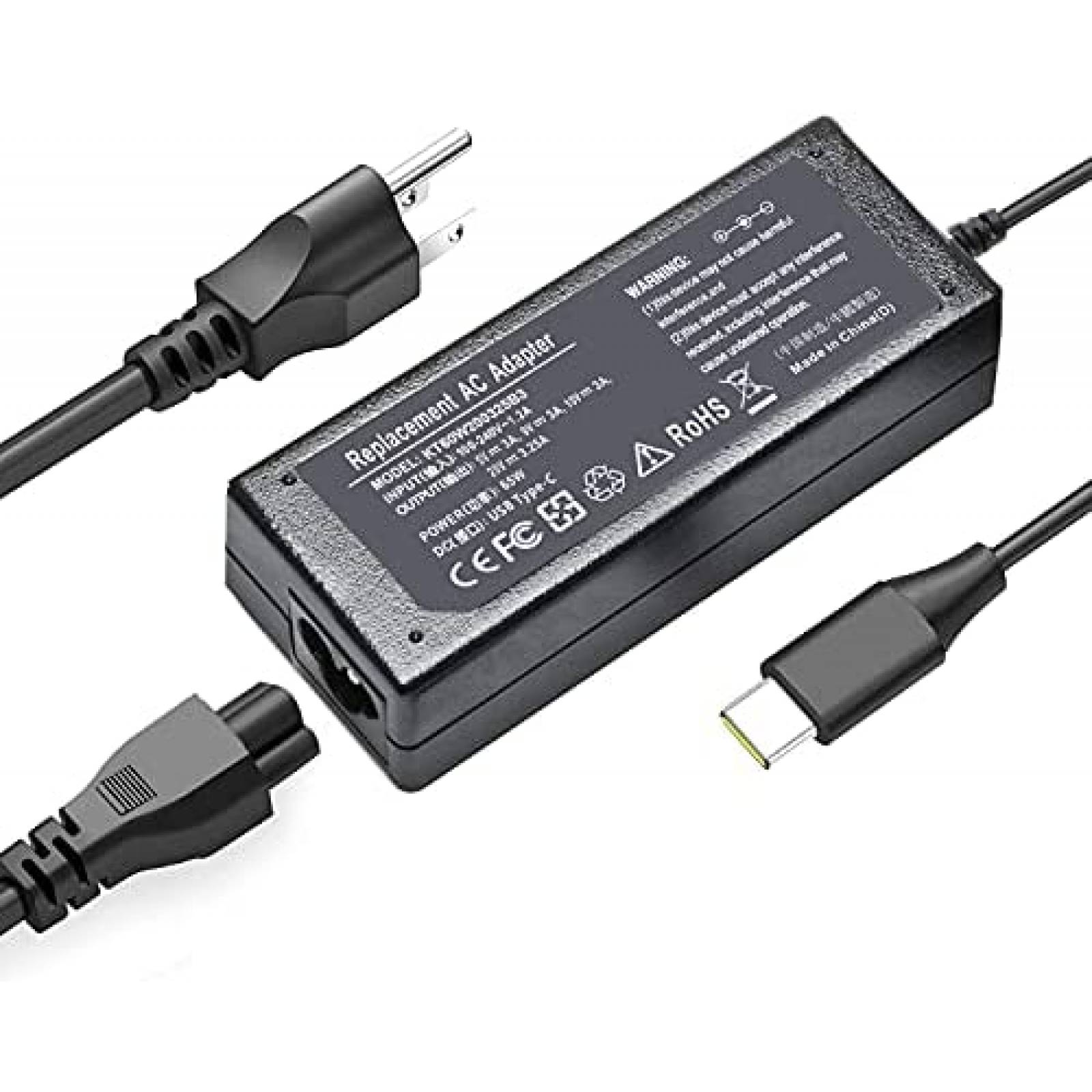 Cargador LNOCCIY Compatible Para Lenovo USB-C CA 65W -Negro