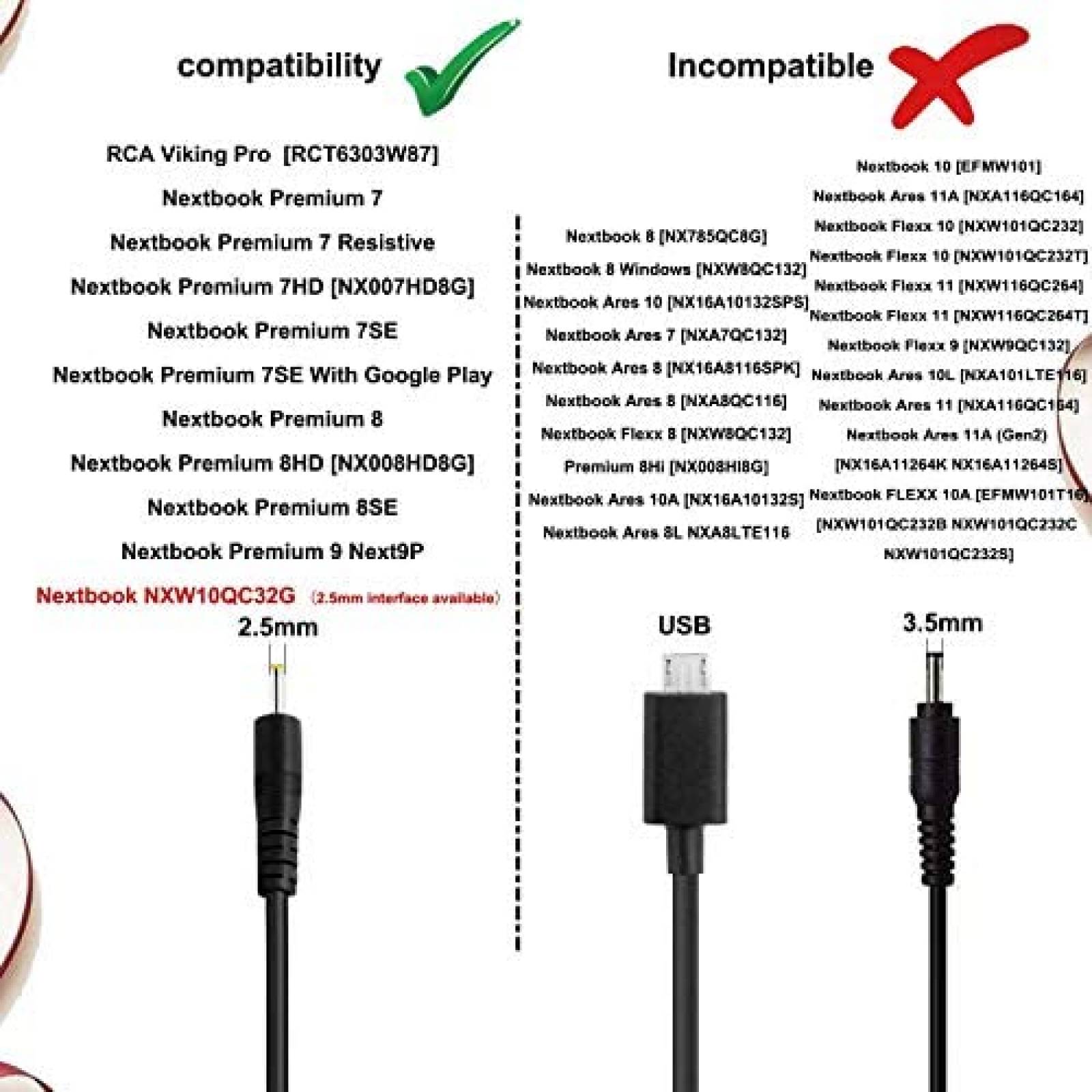 Cargador Superer para RCA 10 Viking Pro de 5 Pies -Negro