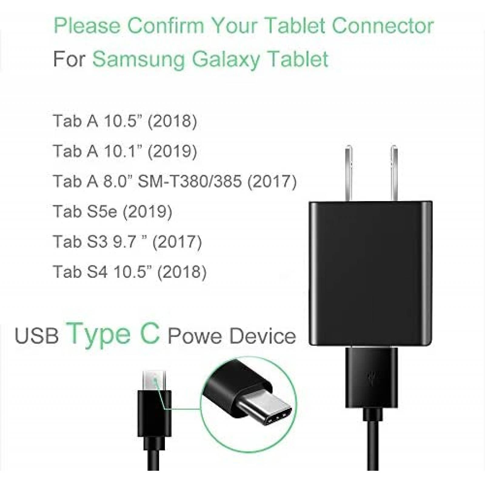 Cargador USB TONIWA para Samsung Galaxy Tab S6 Tipo C -Negro