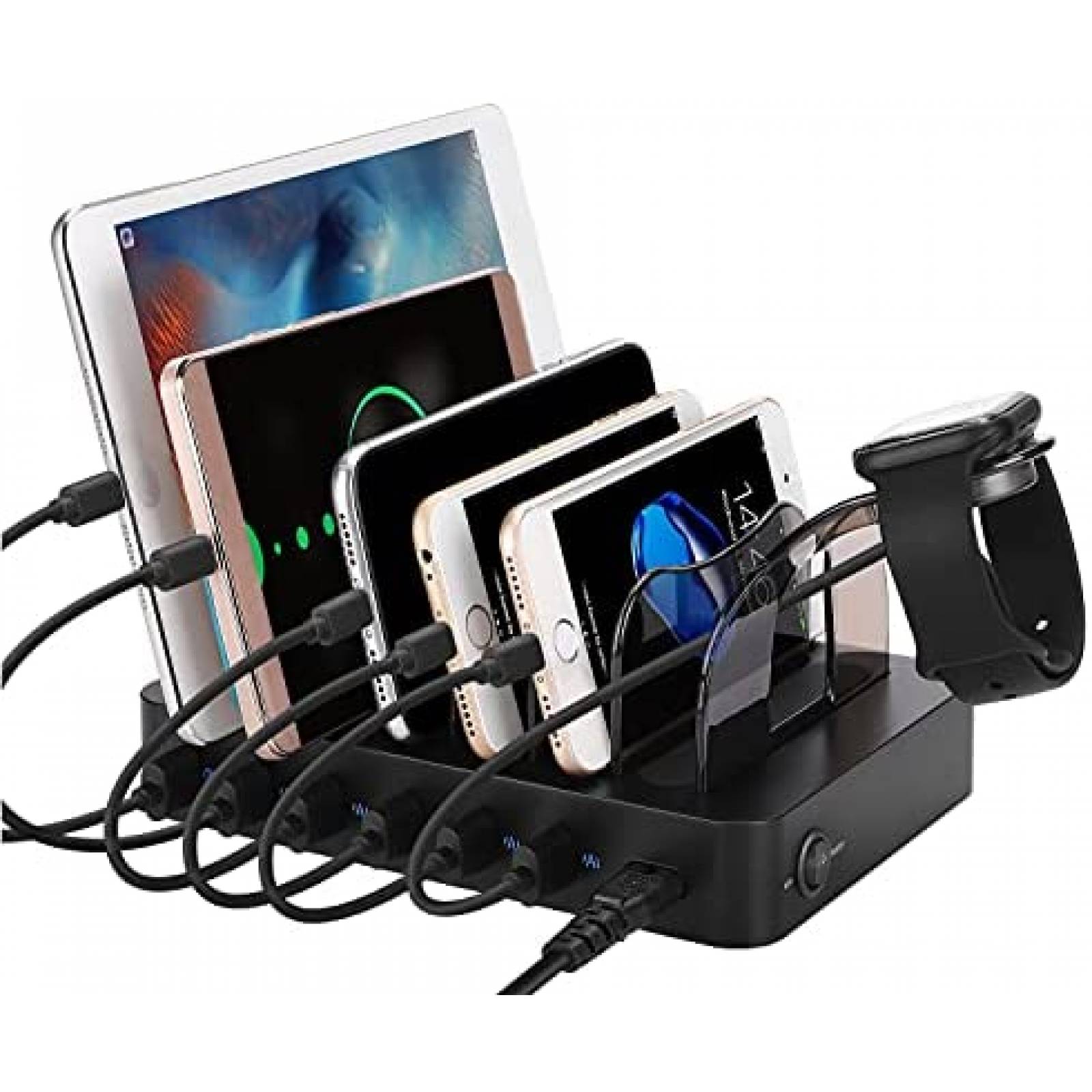 Estacion de Carga PRITEK 6 Puertos USB 5V/3A+5V/2.4A -Negro