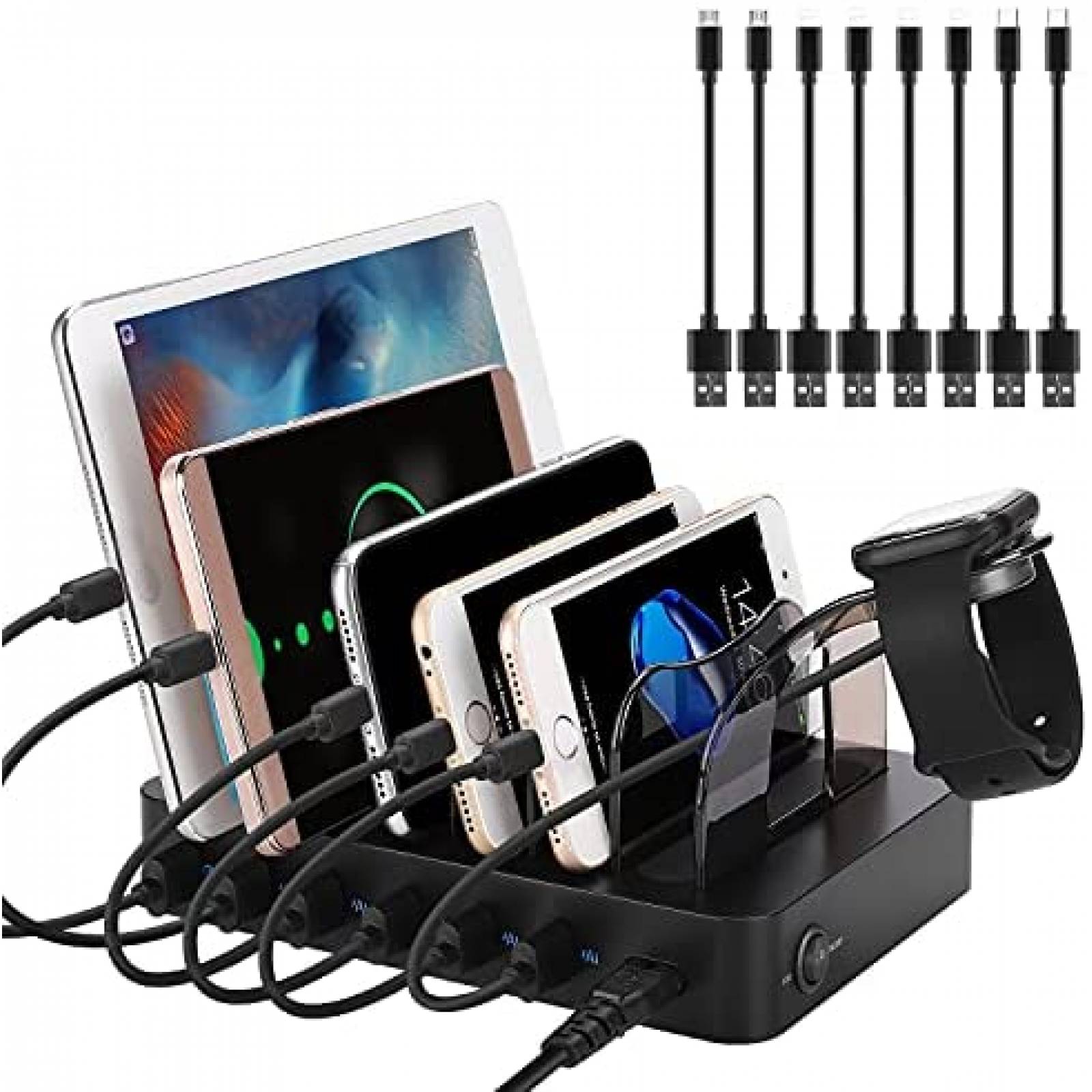 Estacion de Carga PRITEK 6 Puertos USB 5V/3A+5V/2.4A -Negro