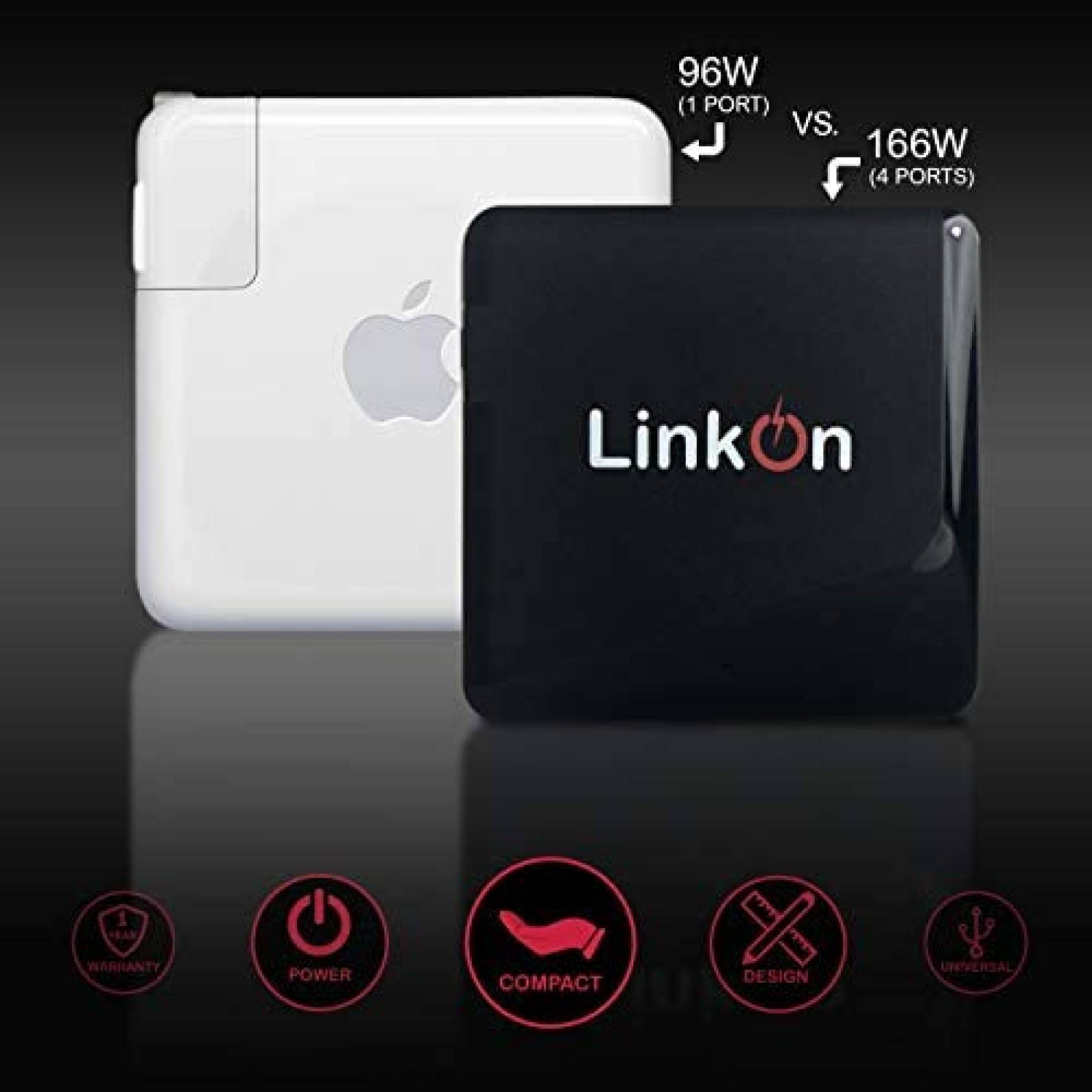 Cargador de Pares LinkOn Ganius 136W USB C 2 Puertos -Negro