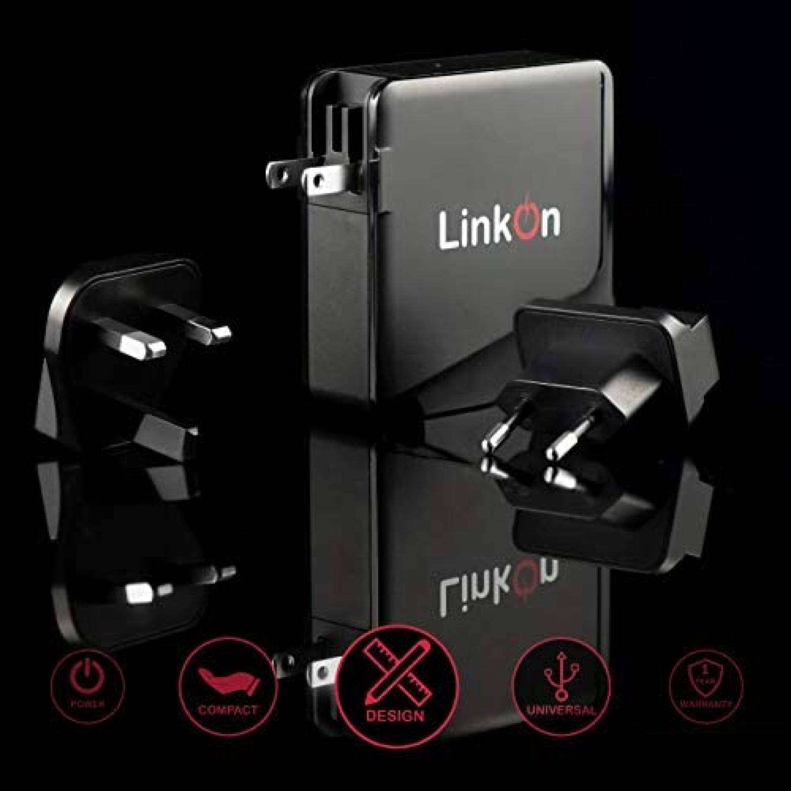 Cargador de Pares LinkOn Ganius 136W USB C 2 Puertos -Negro