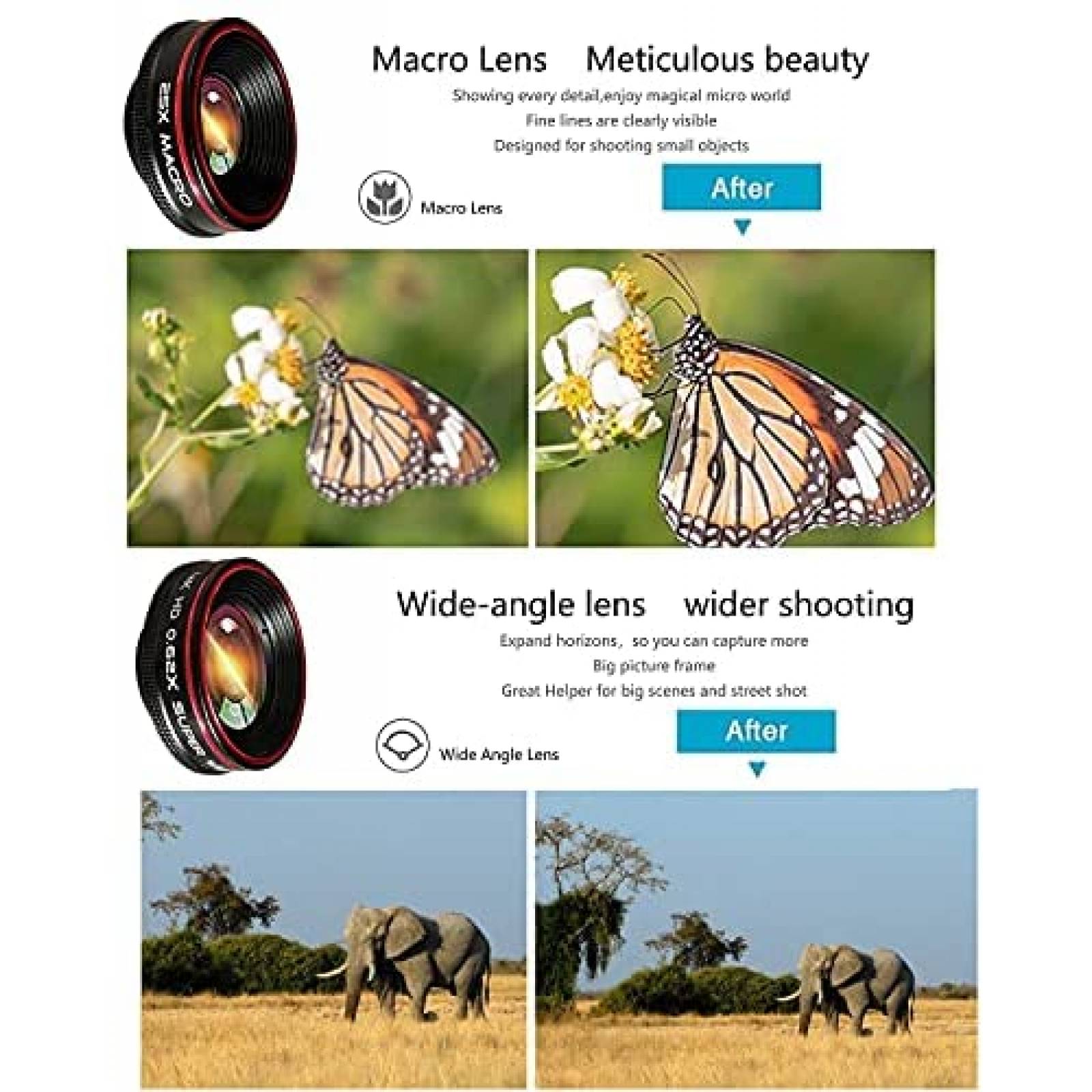 Lente para Celular Bostionye 5 en 1 235/25x/0.62x -Negro