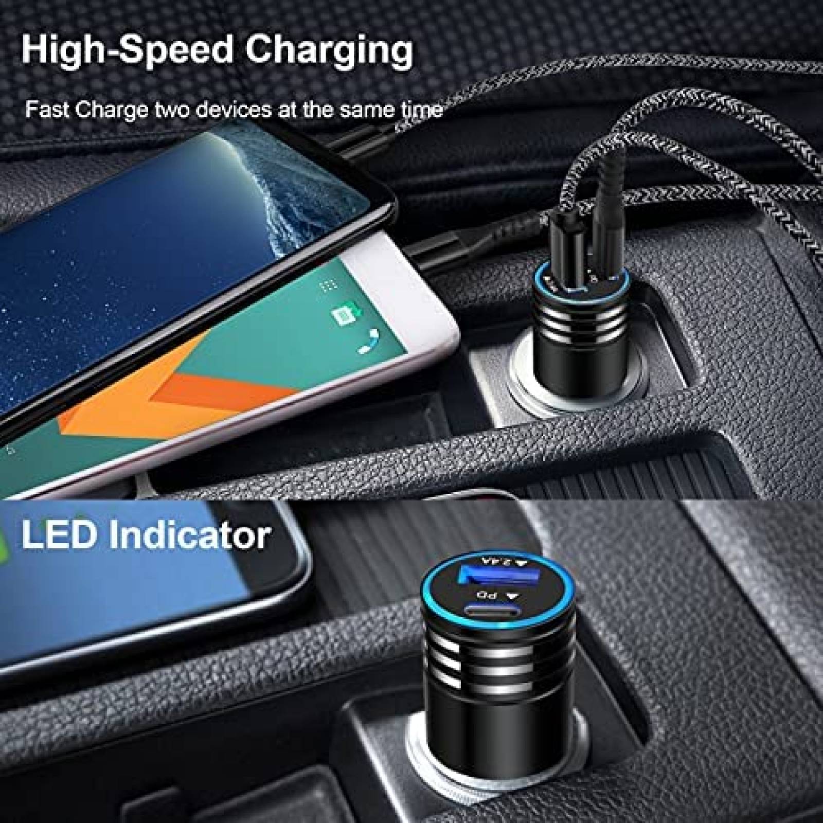 Cargador de coche USB C Sidpro BC04-PD de carga rapida 30W