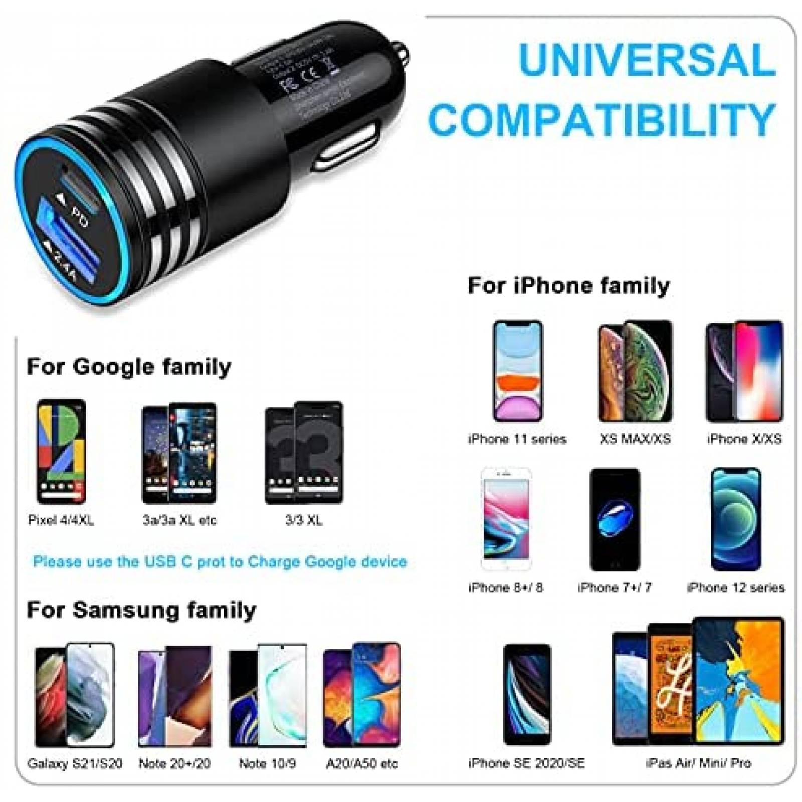 Cargador de coche USB C Sidpro BC04-PD de carga rapida 30W