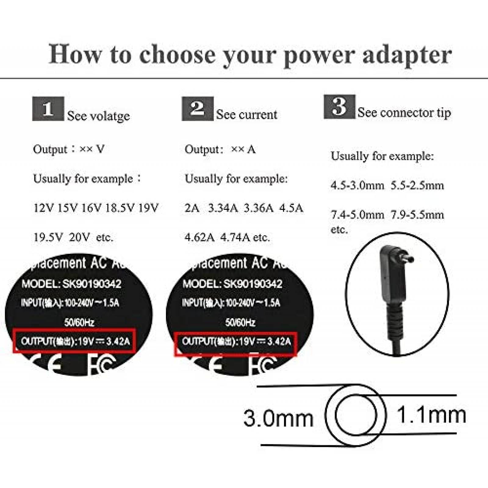 Cargador laptop PIOEVTKA SK90190342 19V 3.42A -Negro
