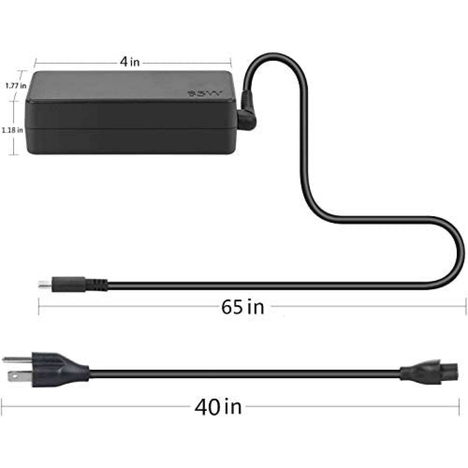 Cargador Laptop ZENGE AD200325 65W USB C Compatible -NEgro