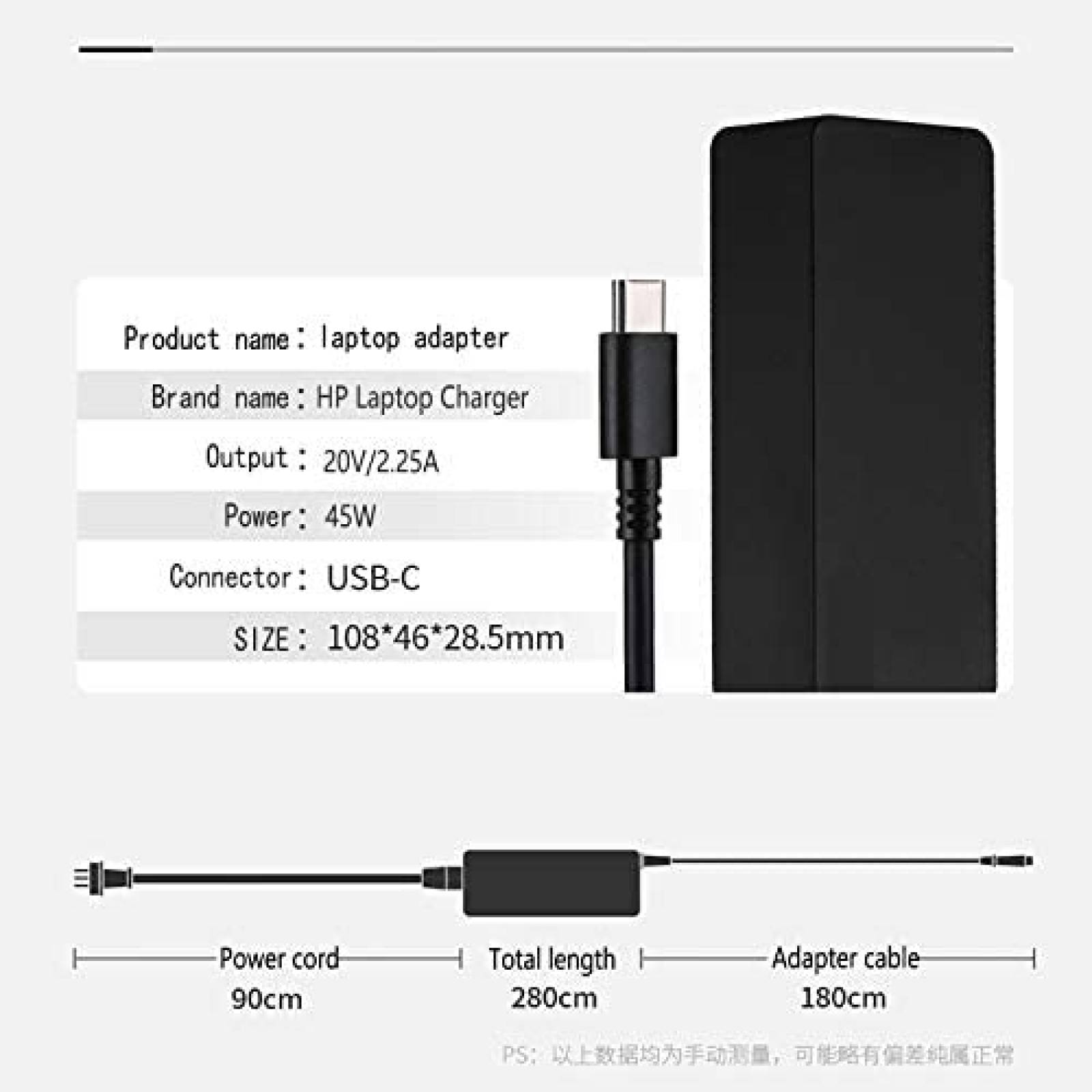 Cargador para Laptop Ymawetia HP Chromebook 14a-na0020nr 45W