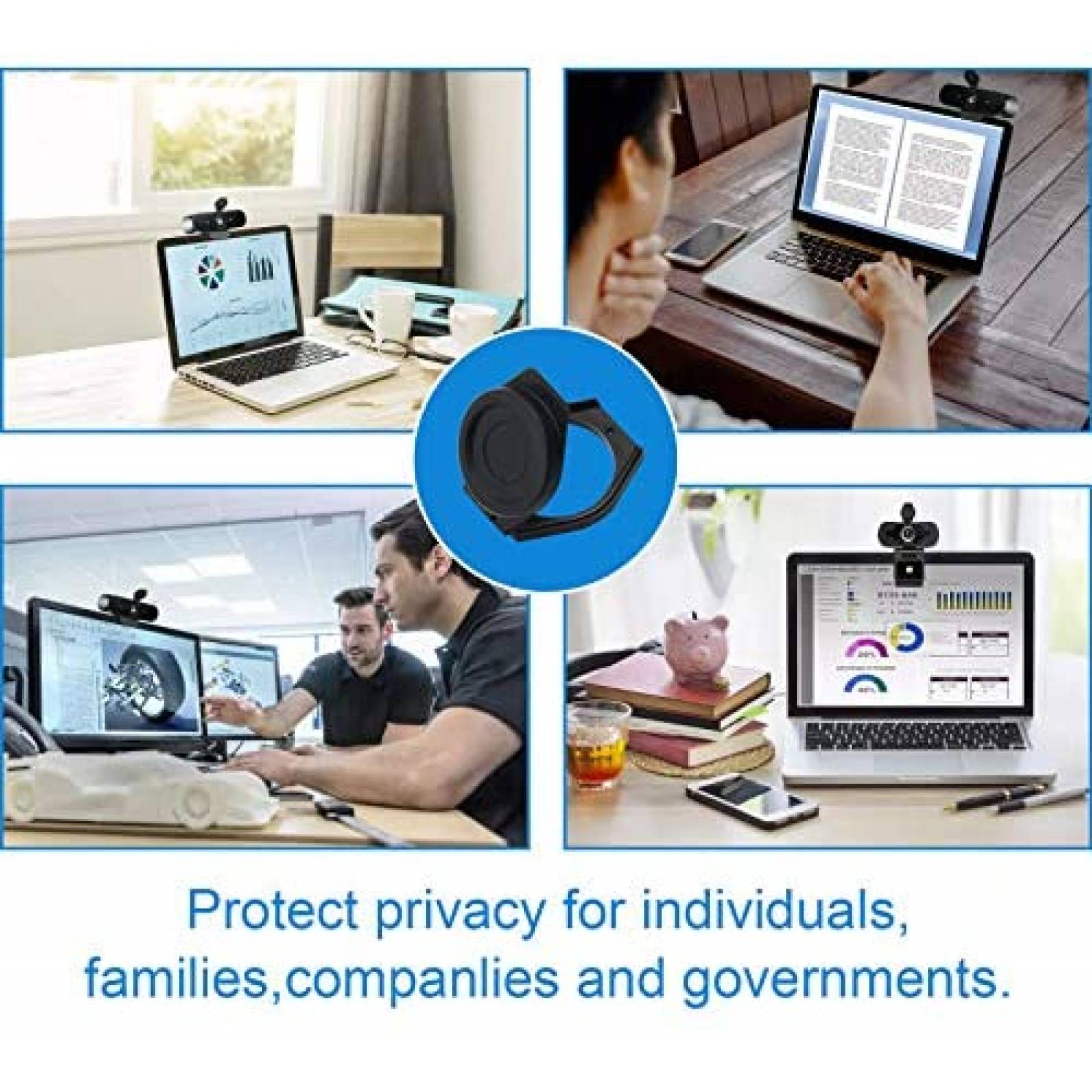 Tapa camara Web QINROOM 3 unidades HD Pro Cam -Negro