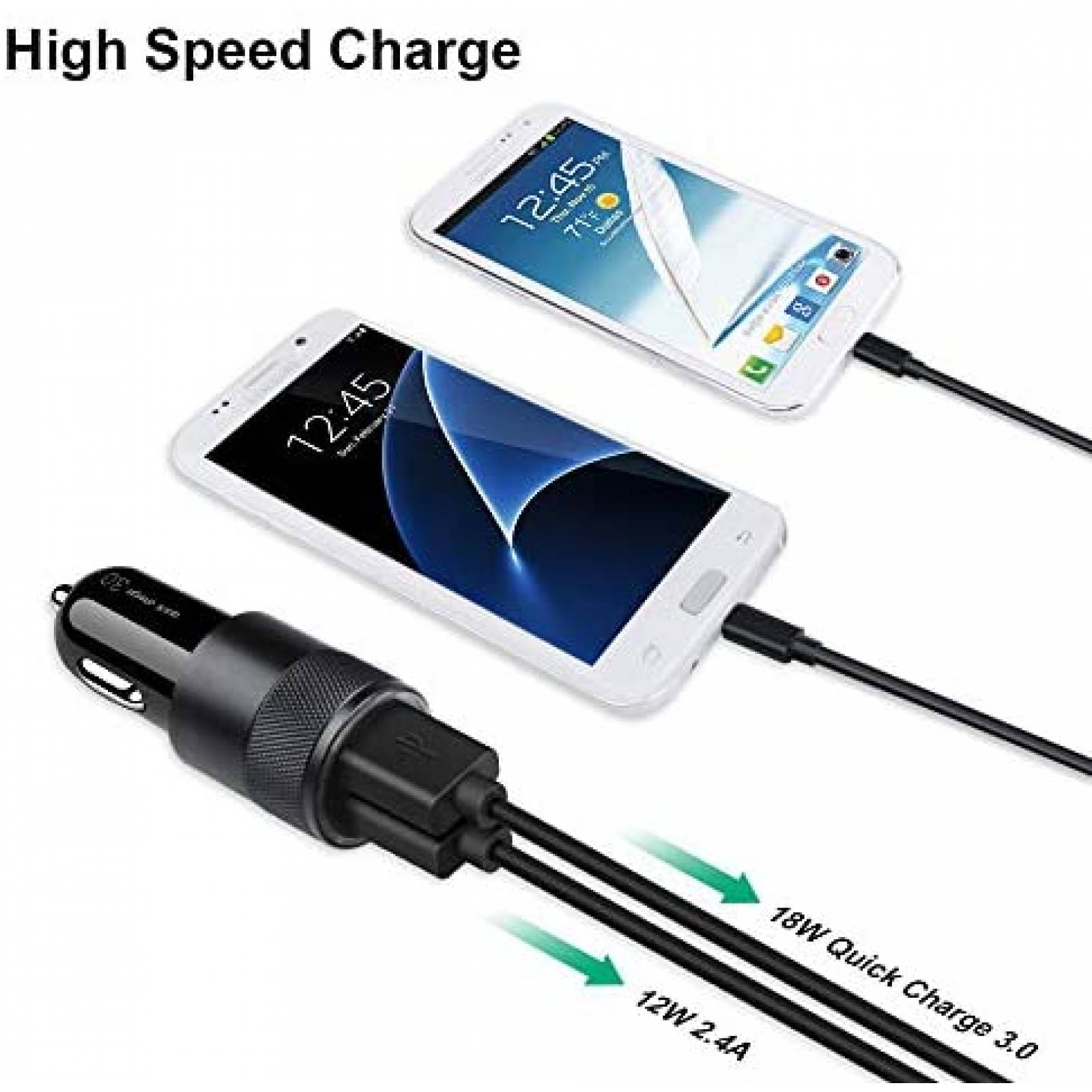 Cargador de Auto para Celular FiveBox QC 3.0 2pzas -Negro