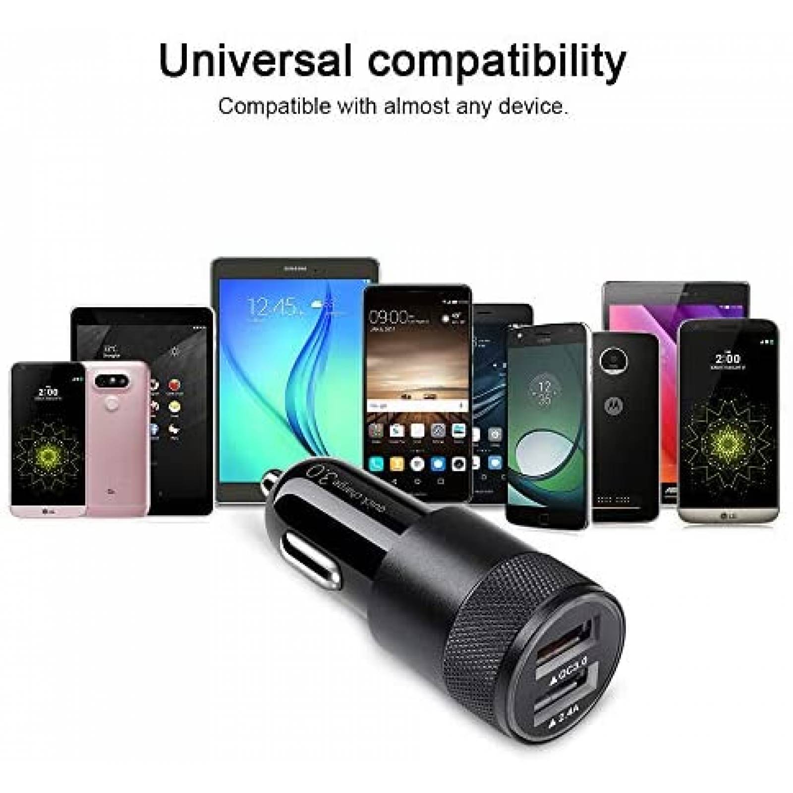Cargador de Auto para Celular FiveBox QC 3.0 2pzas -Negro