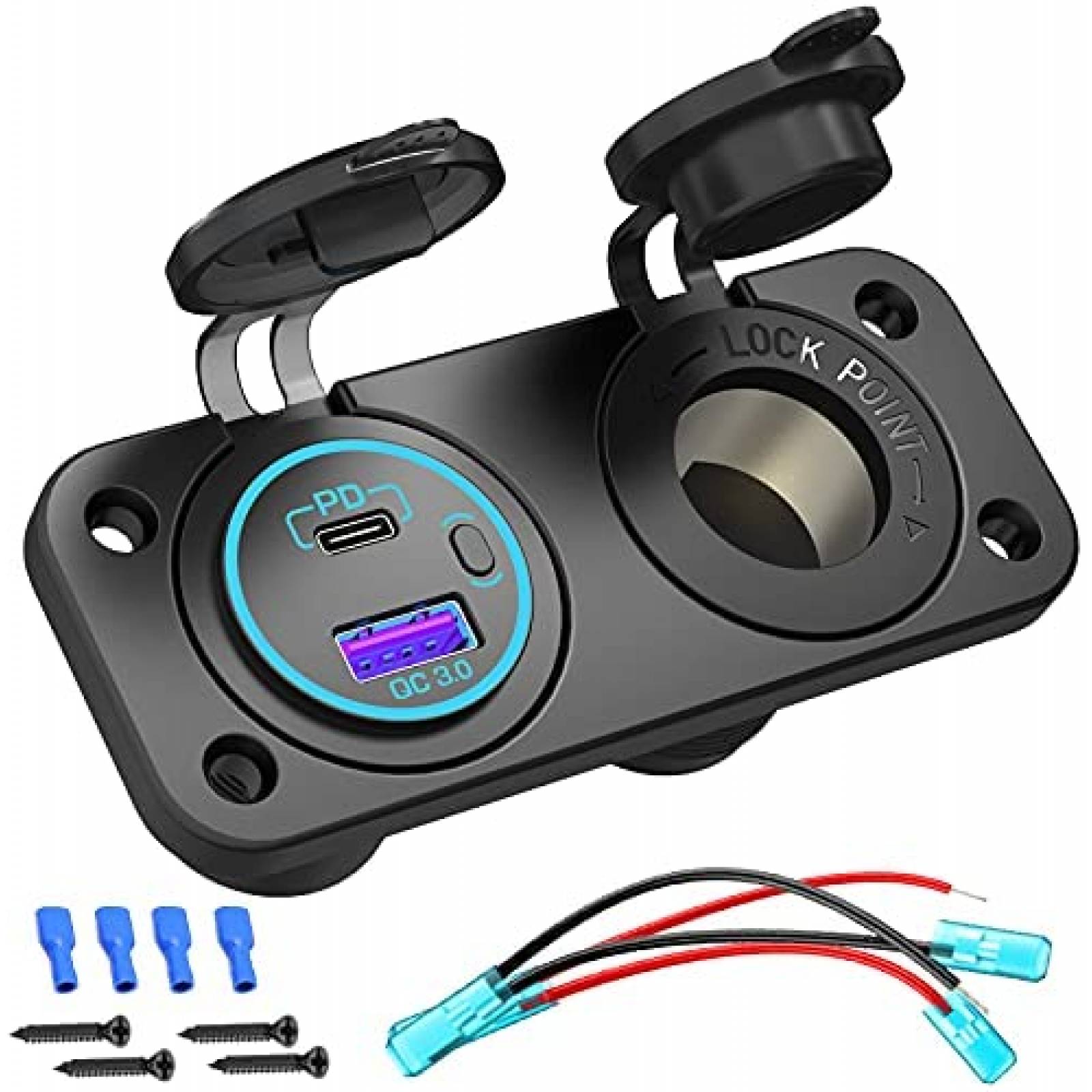 Enchufe de encendedor para auto Qidoe 12V 200W -Negro