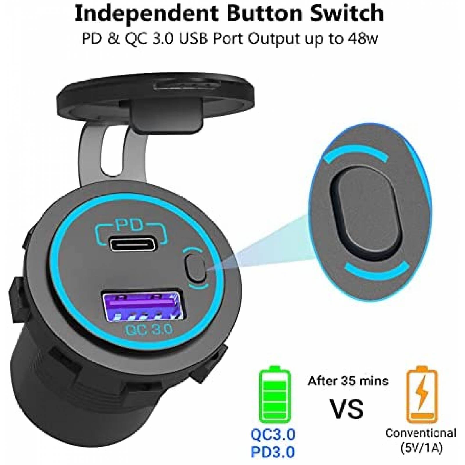 Enchufe de encendedor para auto Qidoe 12V 200W -Negro