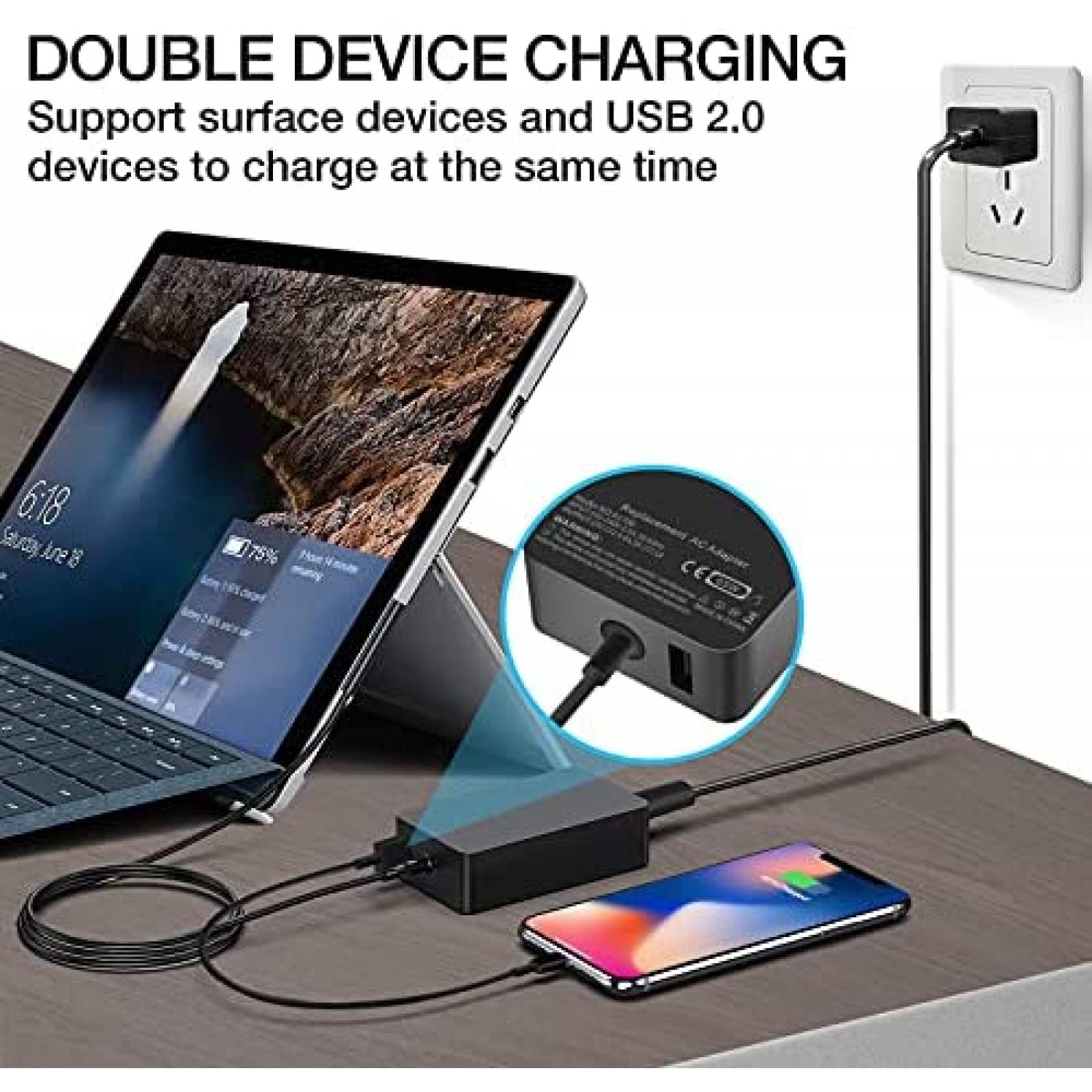 Cargador Generico A1706 Entrada: 100-240V 50/60 HZ -Negro